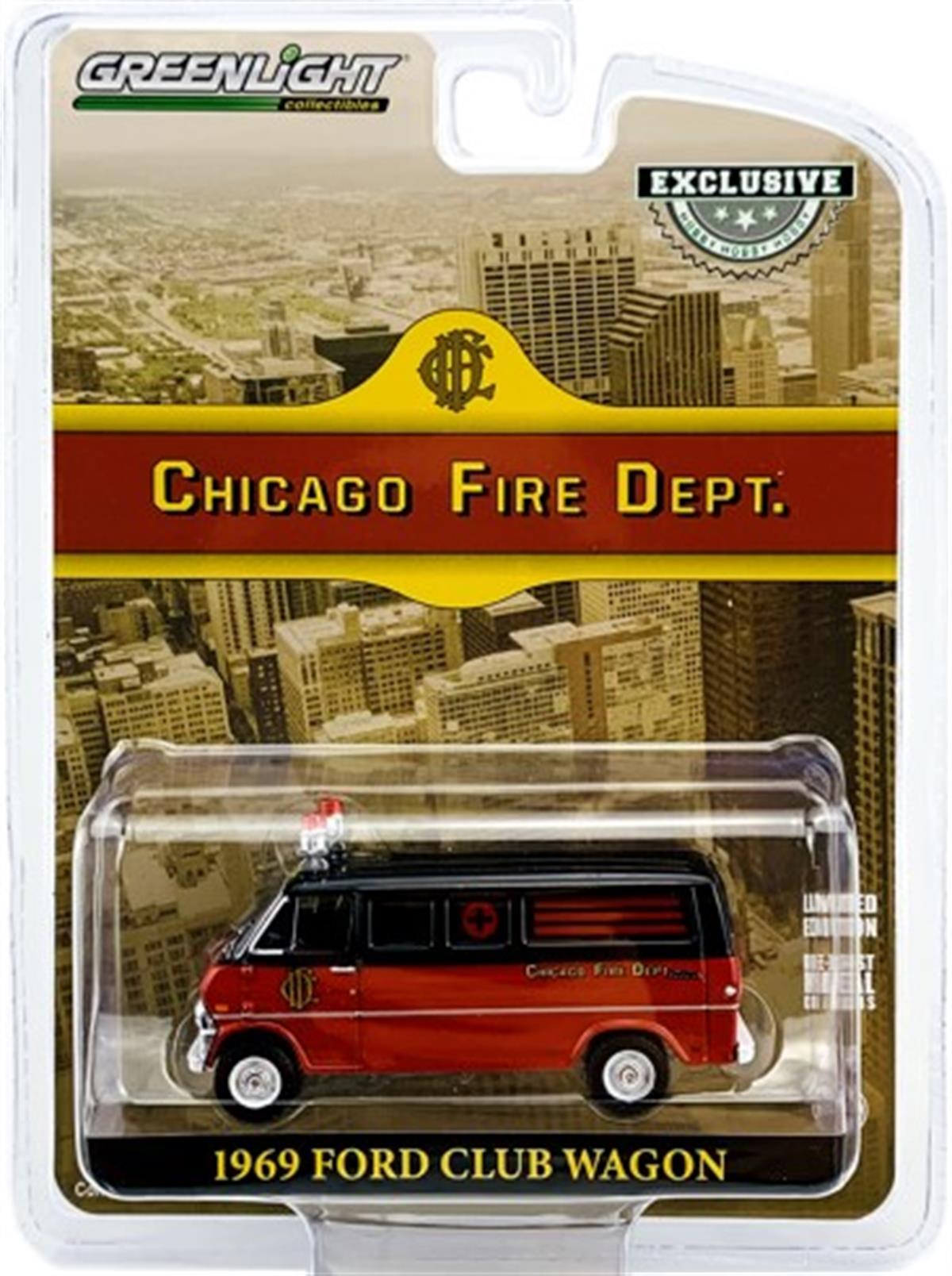Greenlight 1969 Ford Club Wagon Chicago Fire Dept.