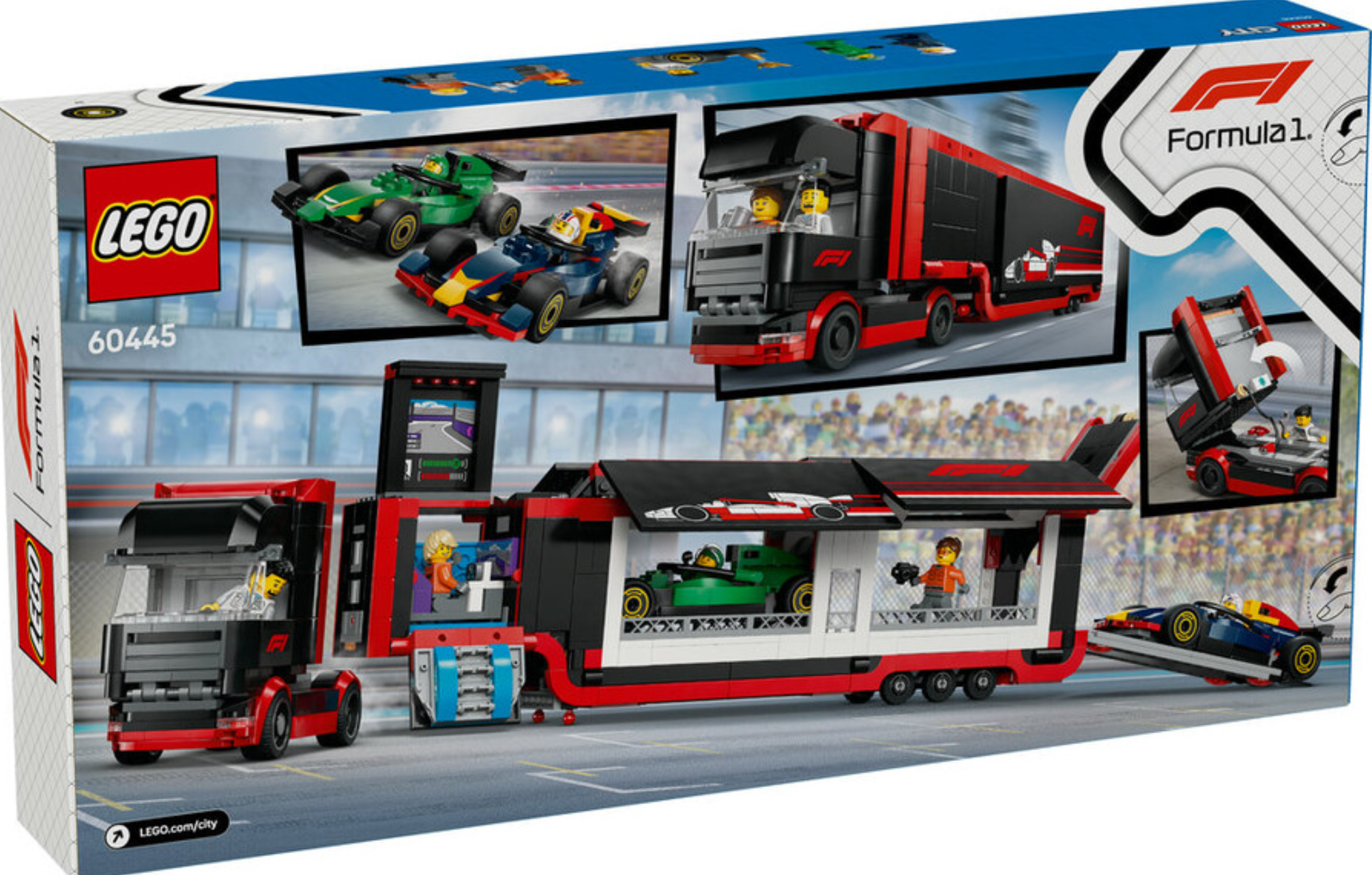 LEGO® RB20 ve AMR24 F1 Arabalı F1 Kamyonu 60445