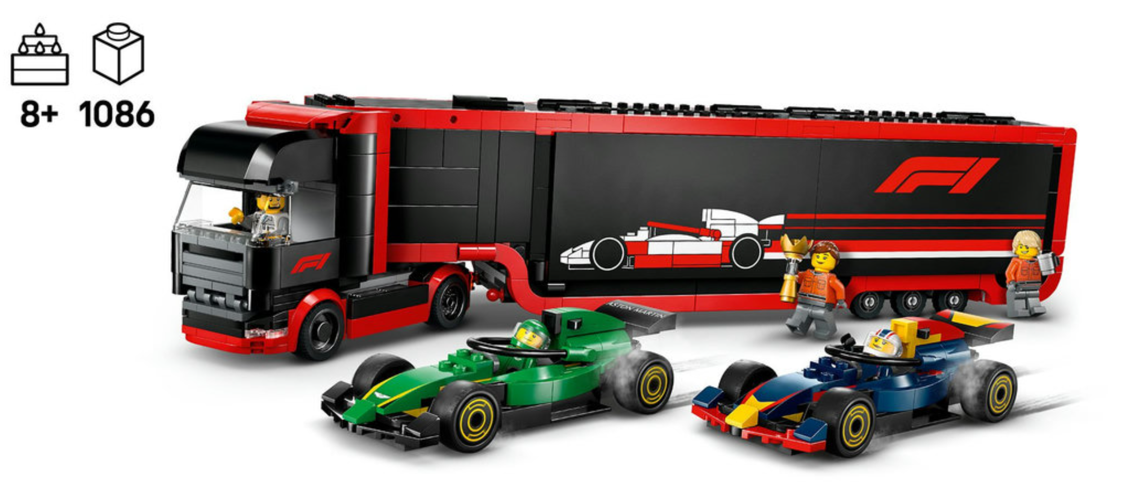 LEGO® RB20 ve AMR24 F1 Arabalı F1 Kamyonu 60445
