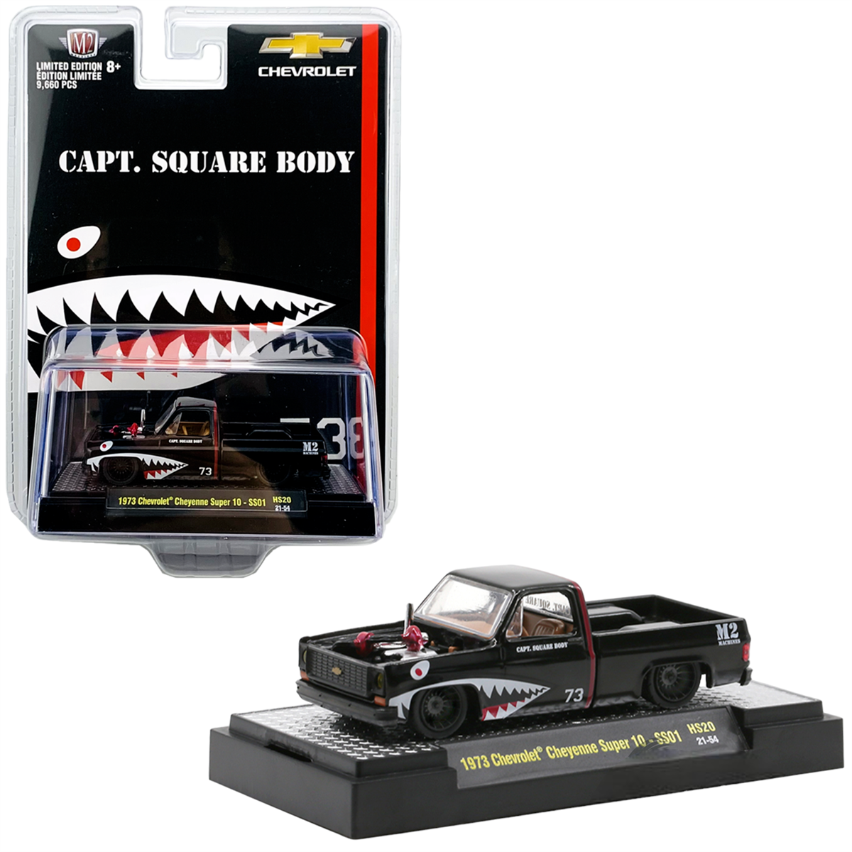 M2 Machines 1973 Chevrolet Cheyenne Super 10 SS01 Black Sharky