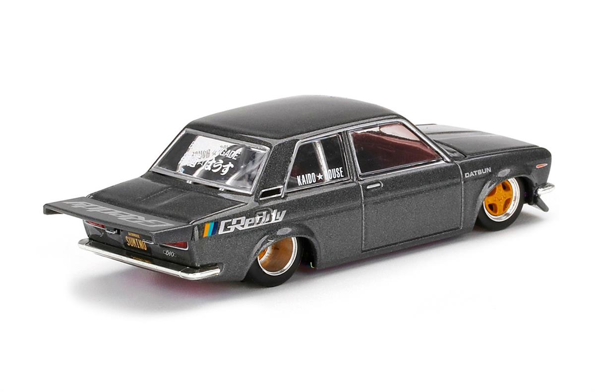 Mini GT Kaido House Datsun 510 Pro Street Greedy Gun Metal Grey