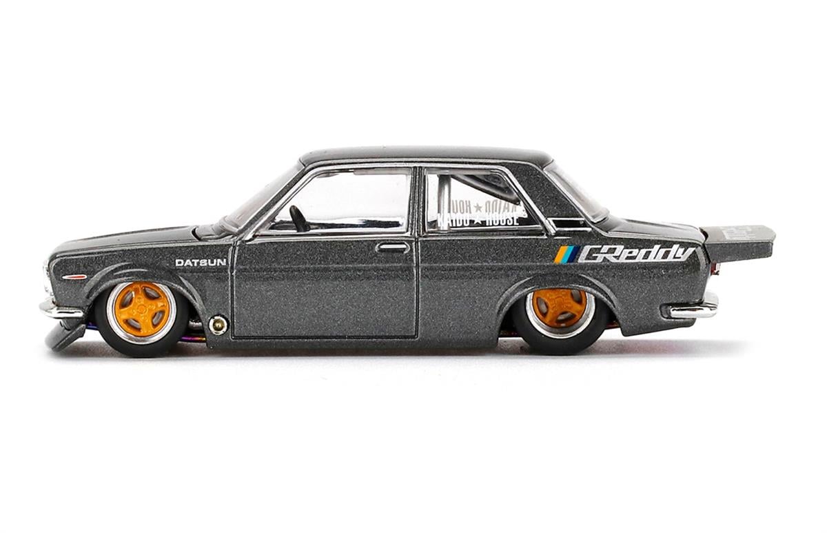 Mini GT Kaido House Datsun 510 Pro Street Greedy Gun Metal Grey