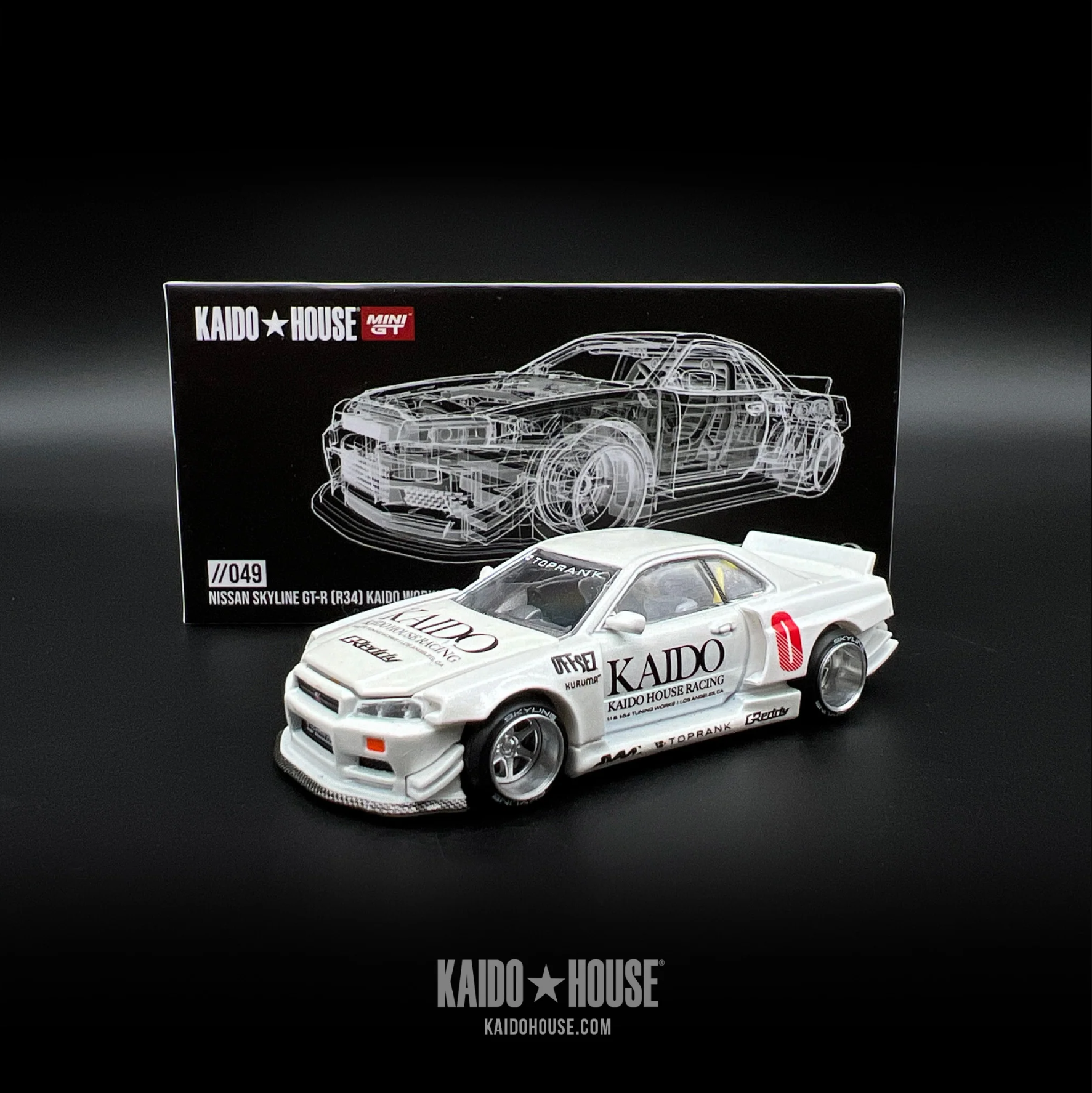 Mini GT Kaido House Nissan Skyline GT-R R34 Kaido Works V2