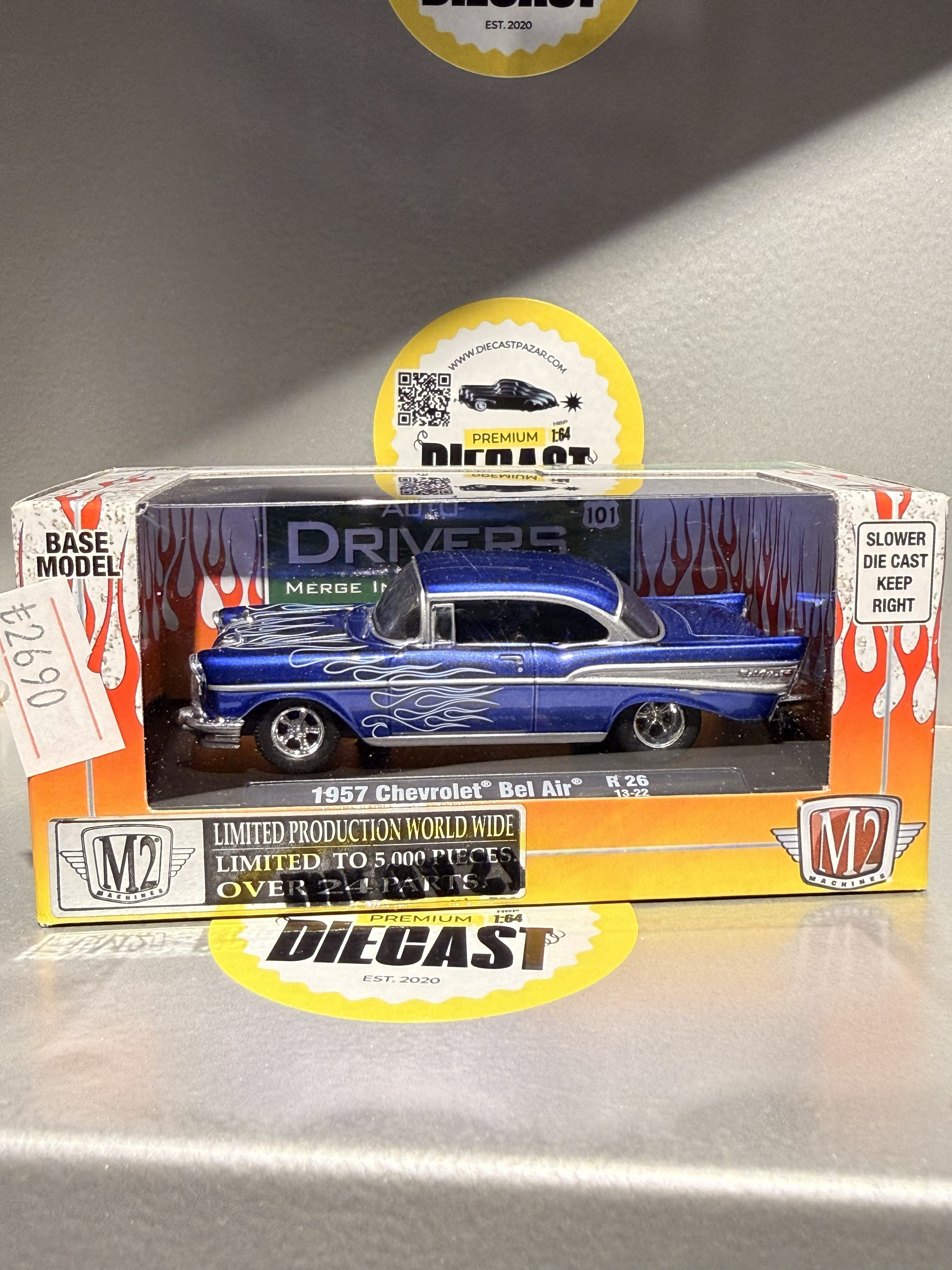 Outlet M2 Machines 1957 Chevrolet Bel Air Blue Gray Flames