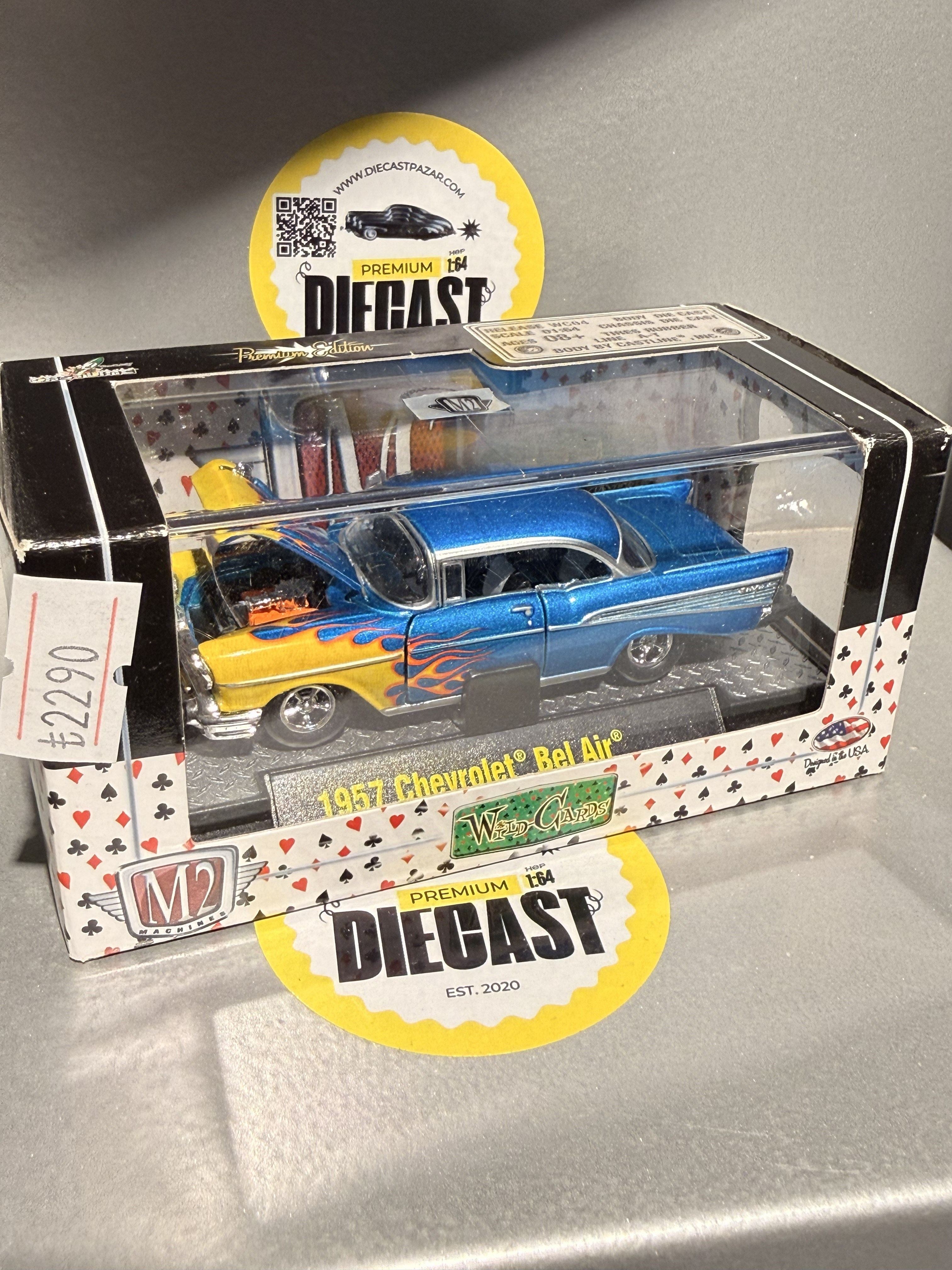 Outlet M2 Machines 1957 Chevrolet Bel Air Blue Yellow Flames