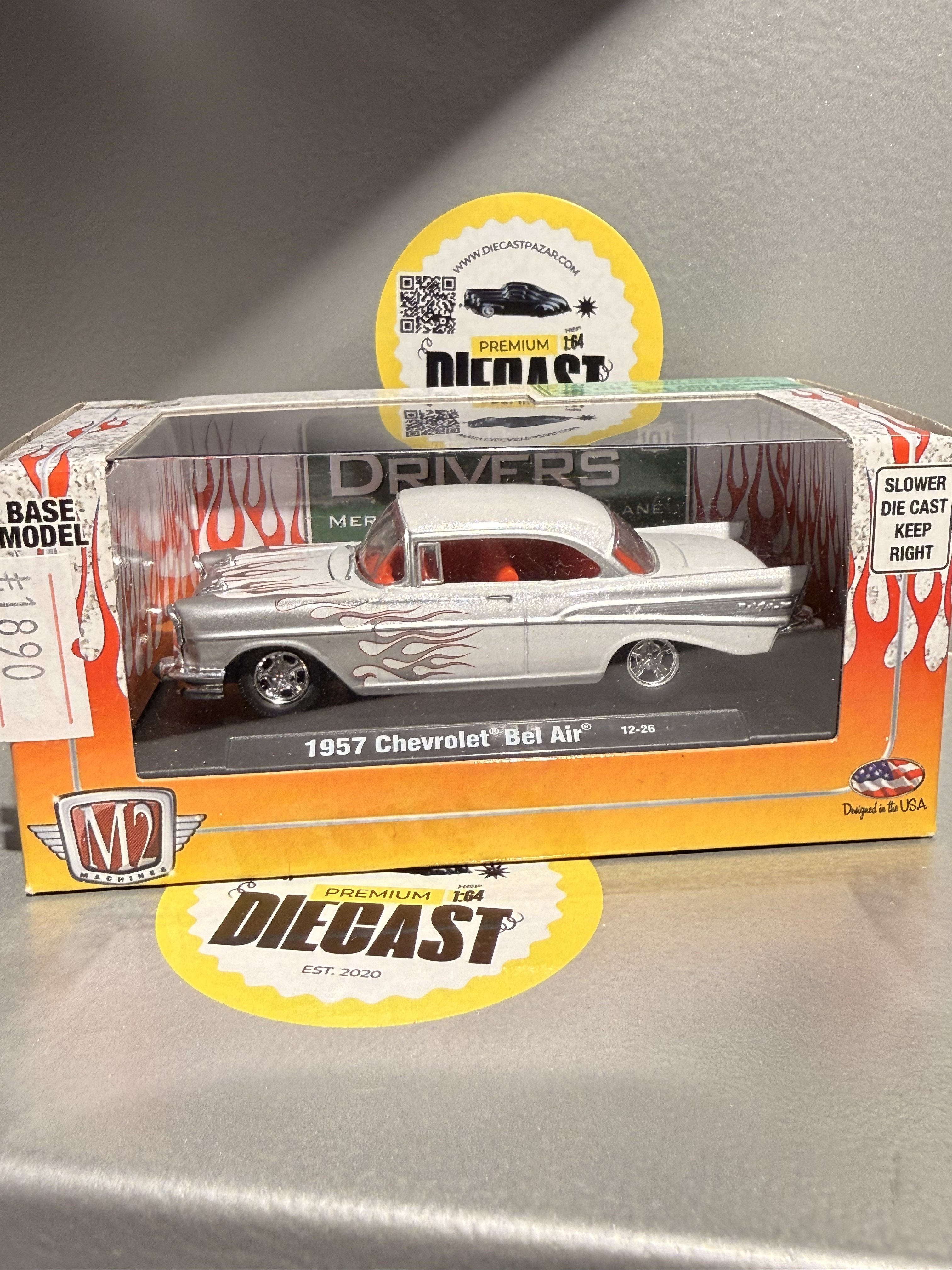 Outlet M2 Machines 1957 Chevrolet Bel Air White Gray Flames