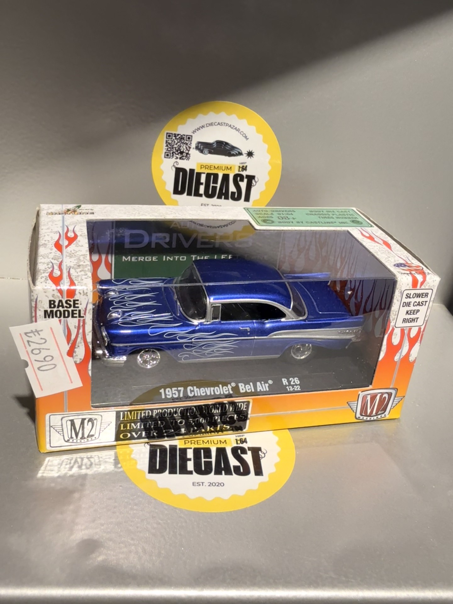 Outlet M2 Machines 1957 Chevrolet Bel Air Blue Gray Flames