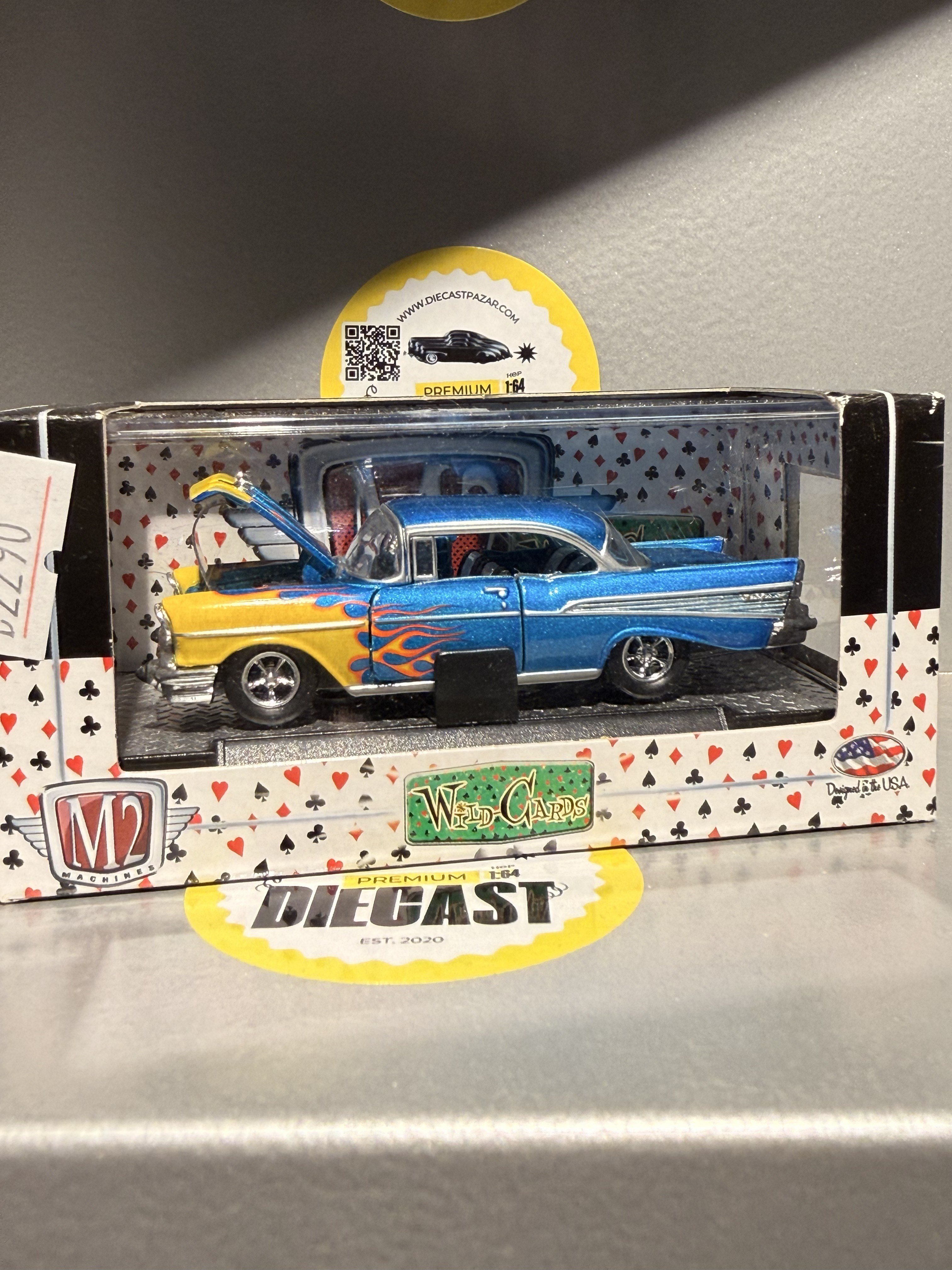 Outlet M2 Machines 1957 Chevrolet Bel Air Blue Yellow Flames