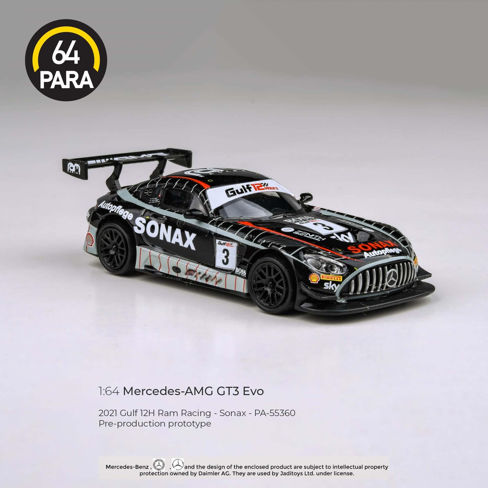 Para64 Mercedes AMG GT3 Evo 2021 Gulf 12hr Ram Racing Sonax Livery