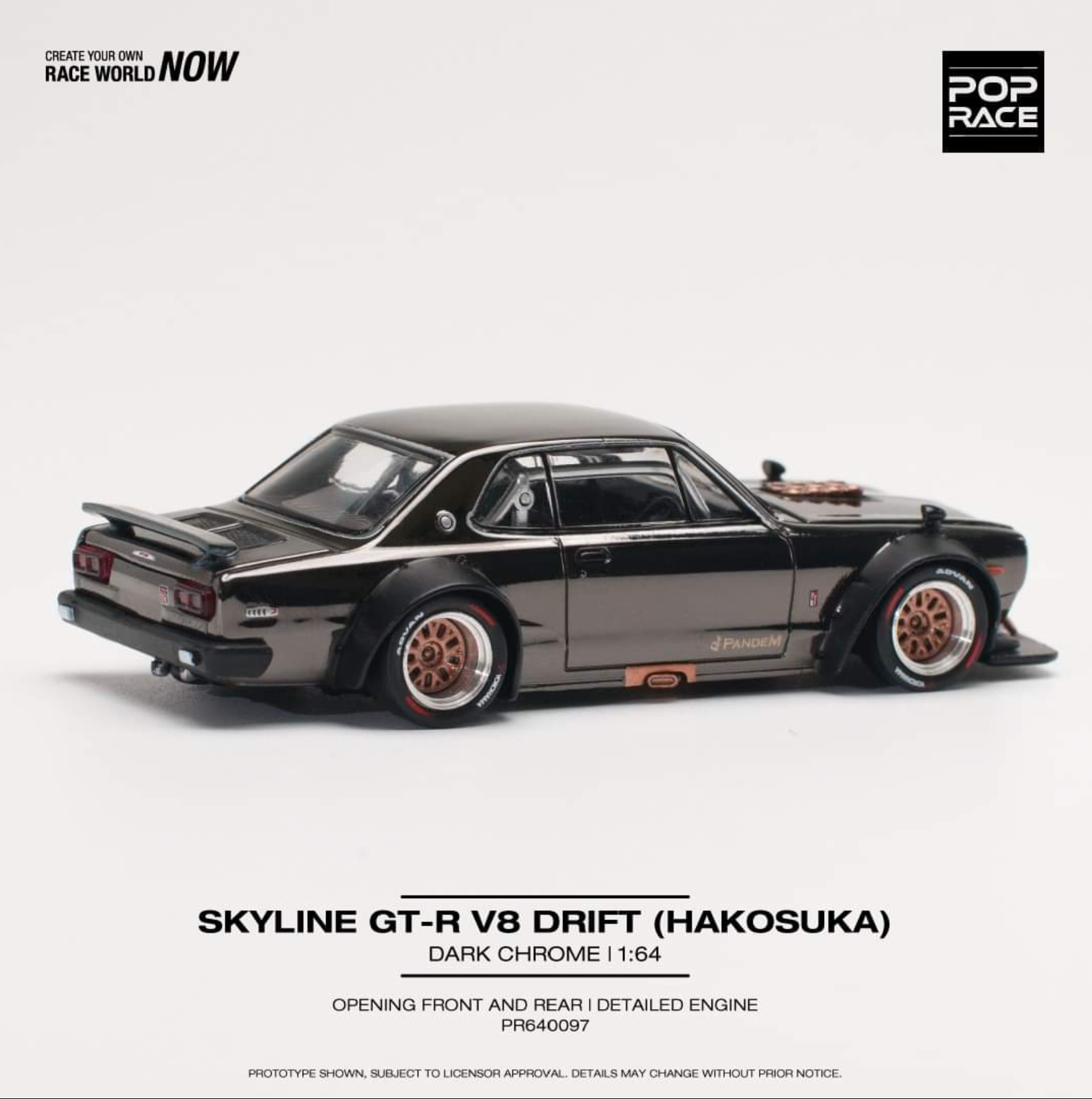 Pop Race Skyline GT-R V8 Drift Hakosuka Dark Chrome