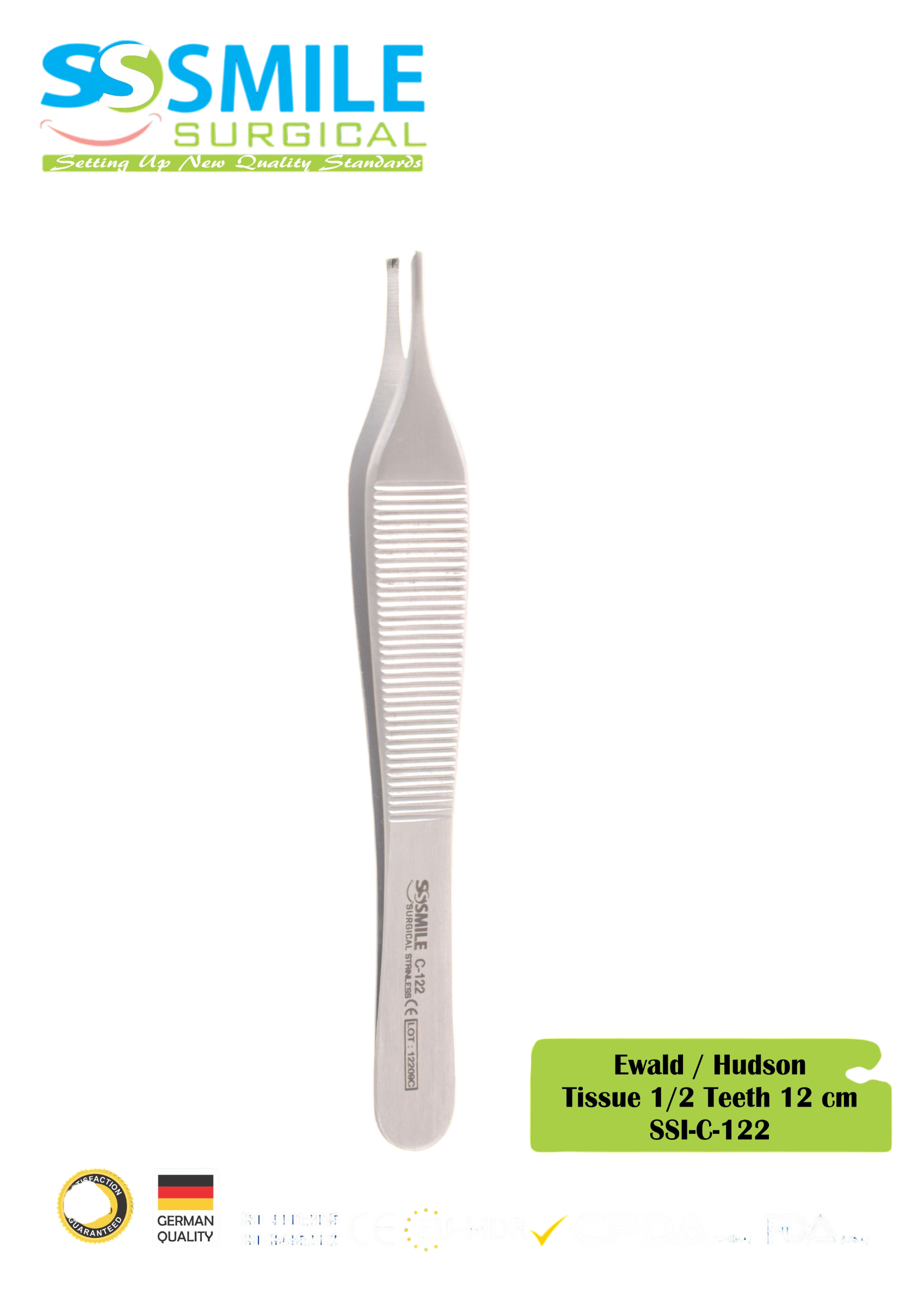 ASİDENTSMILE SURGICAL SSI-C-122SMILE SURGICAL SSI-C-122 EWALD / HUDSON TISSUE (DOKU PENSİ, 1/2 DİŞLİ) 12 CM