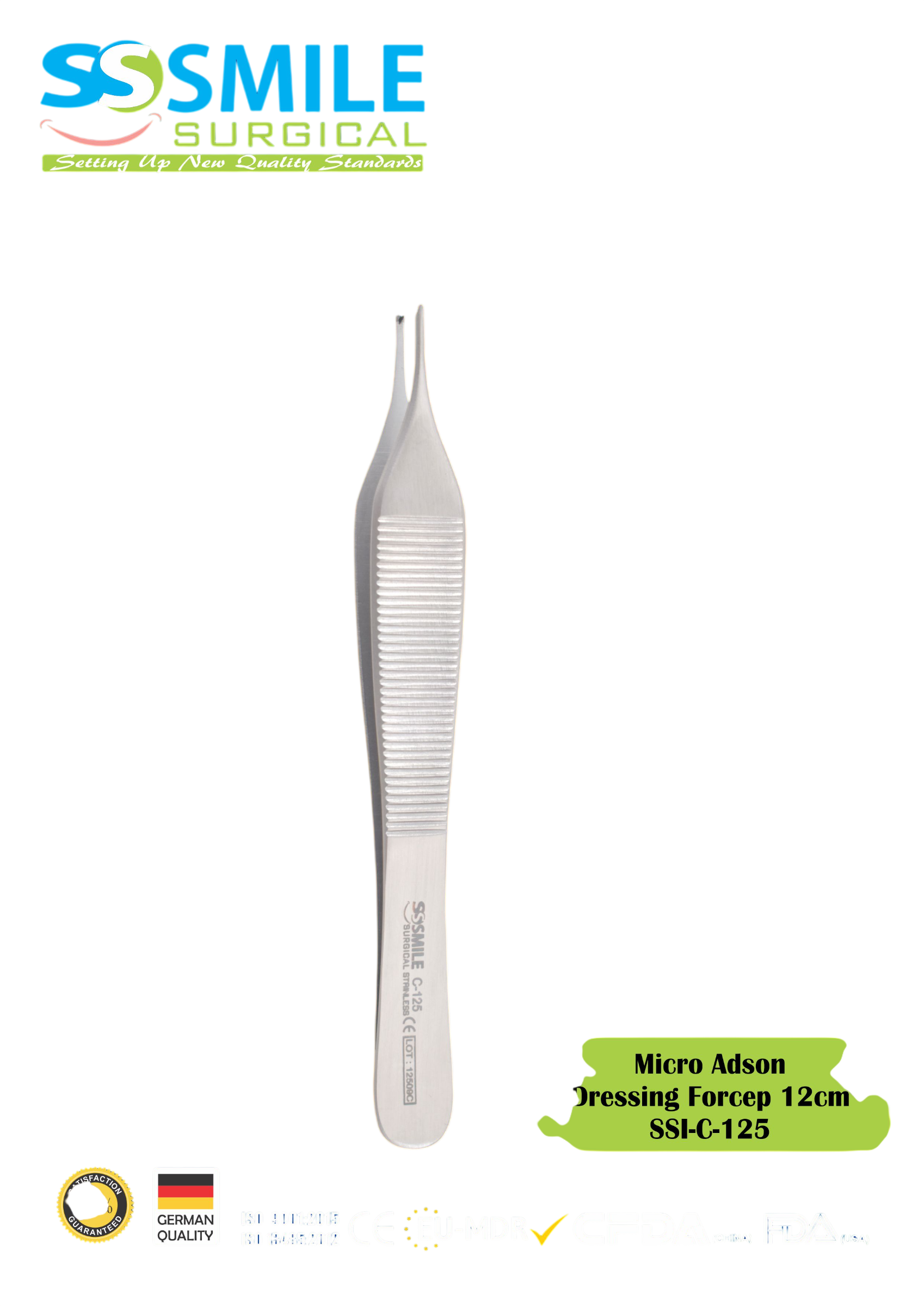 ASİDENTSMILE SURGICAL SSI-C-125SMILE SURGICAL SSI-C-125 ADSON (DOKU PENSİ, 1/2 DİŞLİ) 12CM
