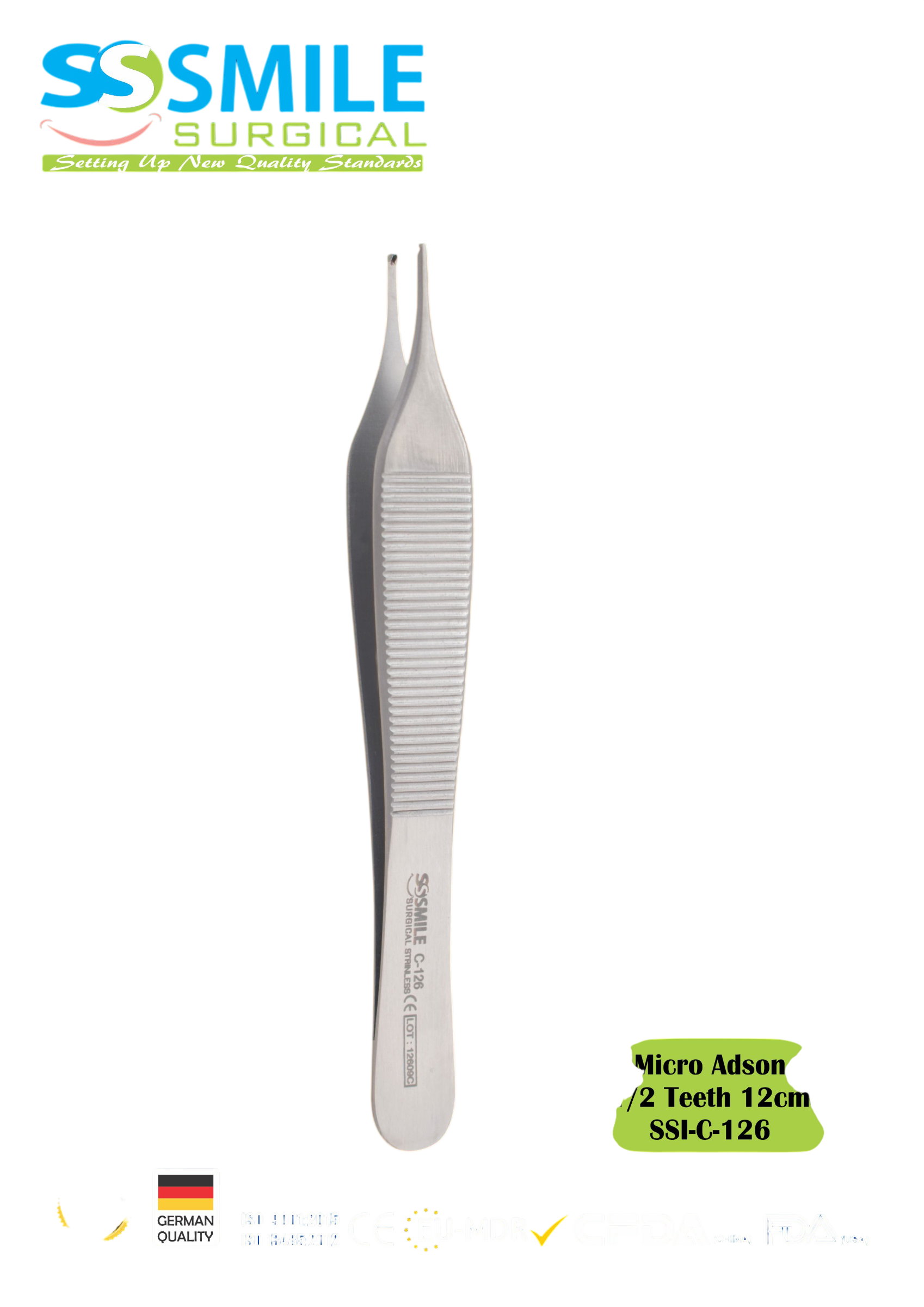 ASİDENTSMILE SURGICAL SSI-C-126SMILE SURGICAL SSI-C-126 MICRO ADSON (MİKRO DOKU PENSİ, 1/2 DİŞLİ) 12CM