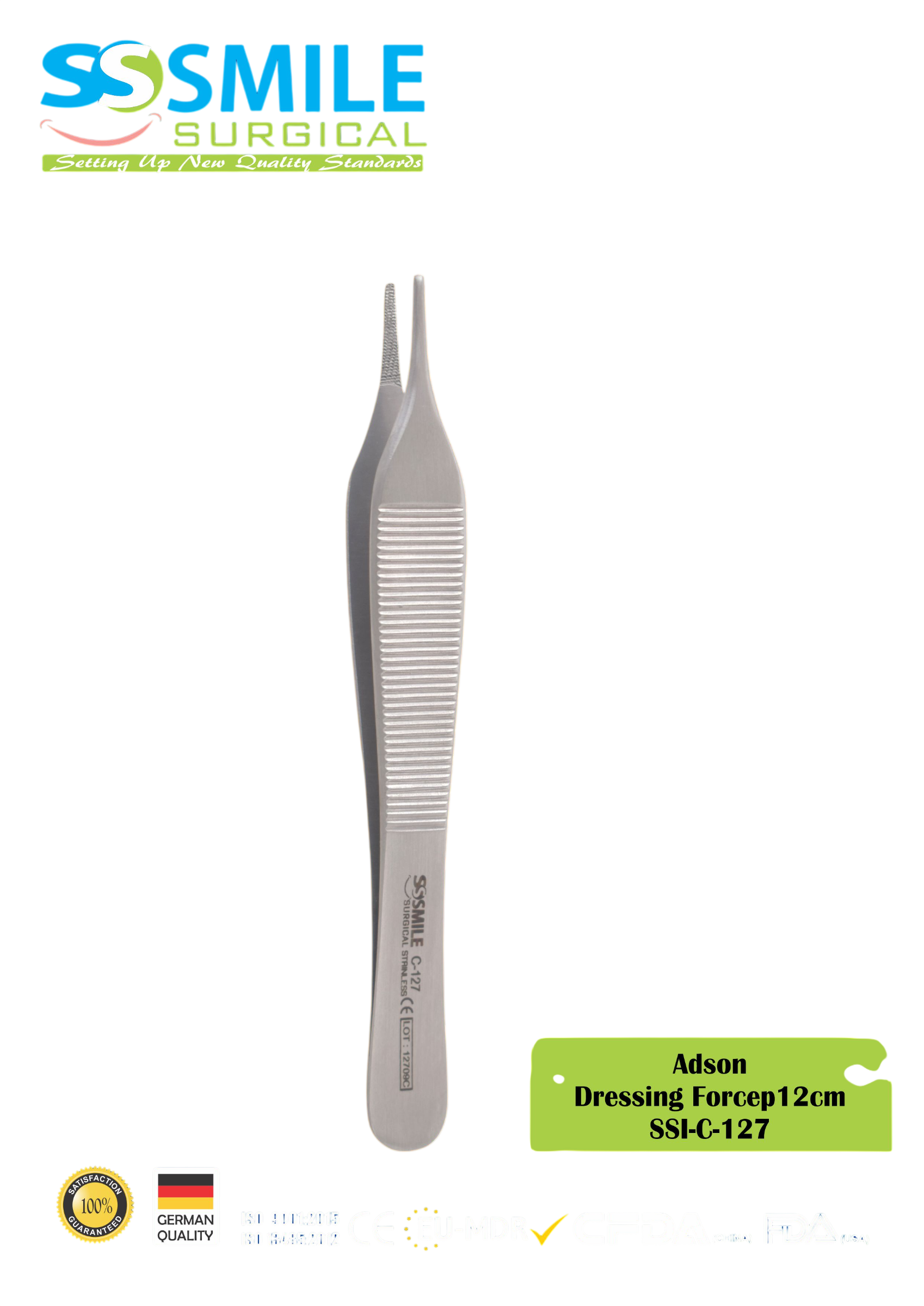ASİDENTSMILE SURGICAL SSI-C-127SMILE SURGICAL SSI-C-127 ADSON TC DRESSING (DOKU PENSİ, TUNGSTEN KARBİD, PANSUMAN İÇİN) 12CM