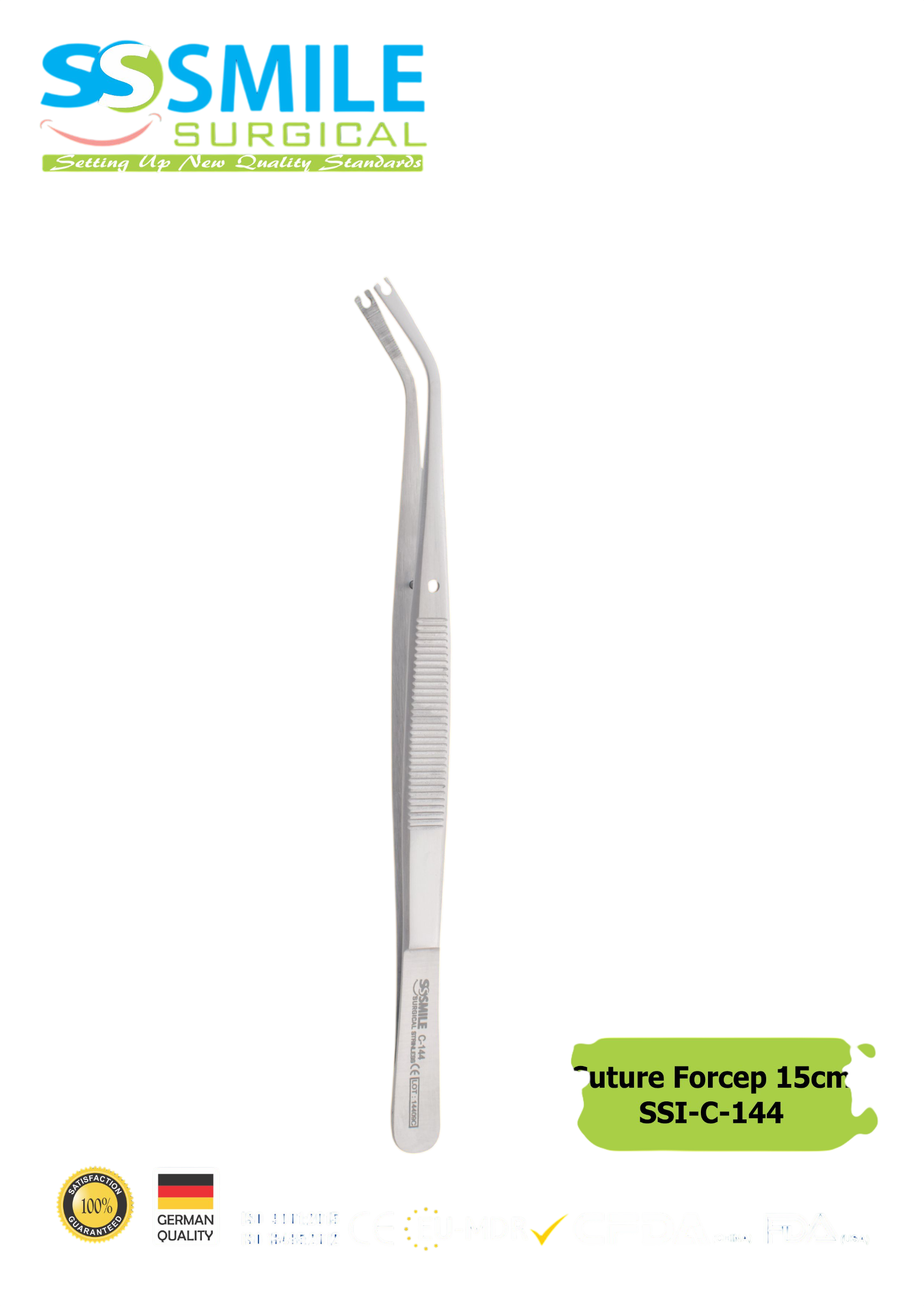 ASİDENTSMILE SURGICAL SSI-C-144SMILE SURGICAL SSI-C-144 SUTURE FORCEP (PRESEL DELİKLİ SÜTUR İÇİN) 15CM