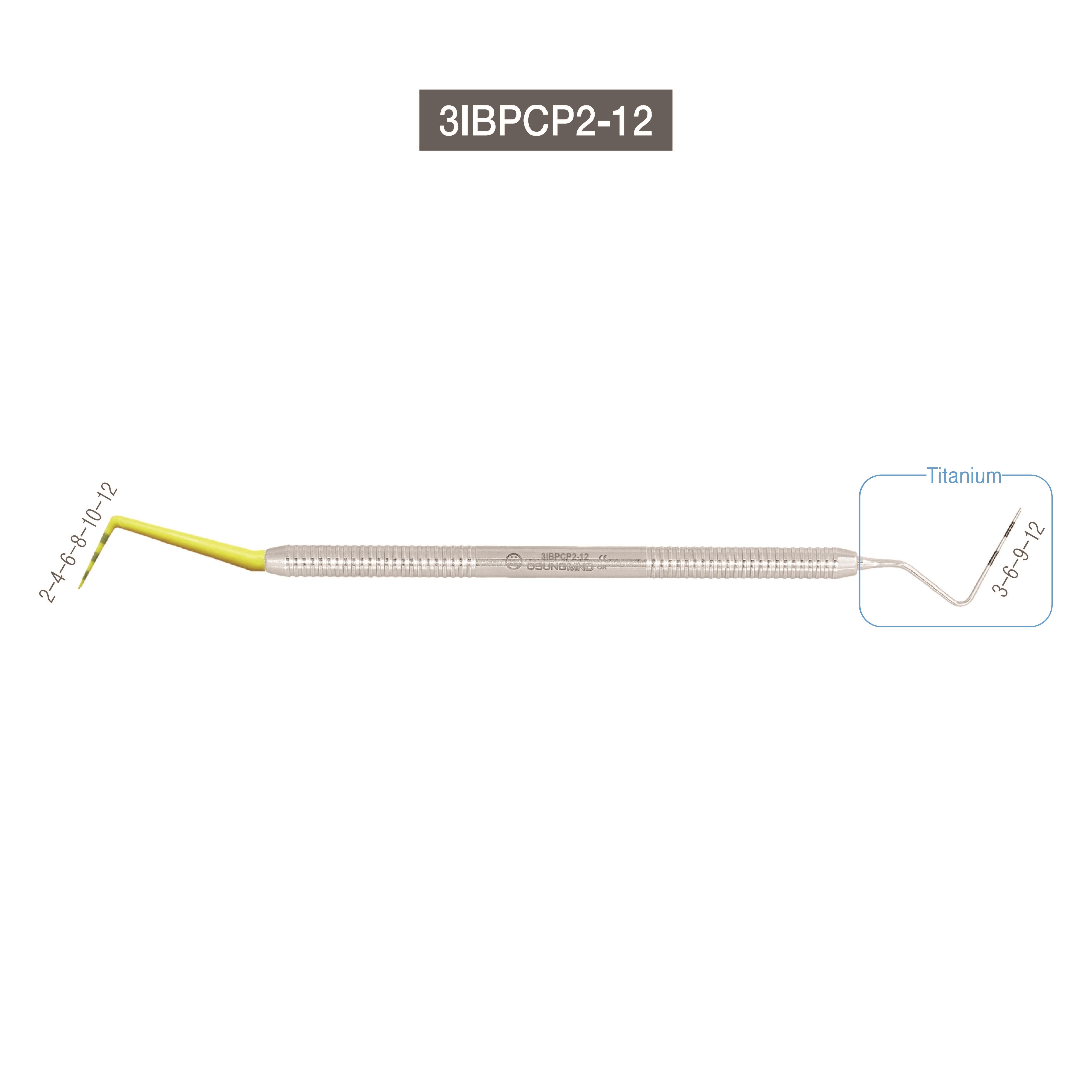 ASİDENTOSUNG3IBPCP2-123IBPCP2-12 PERİODONTAL SOND METAL SAP ÇİFT UÇ TEK TARAF PLASTİK SARI UÇ