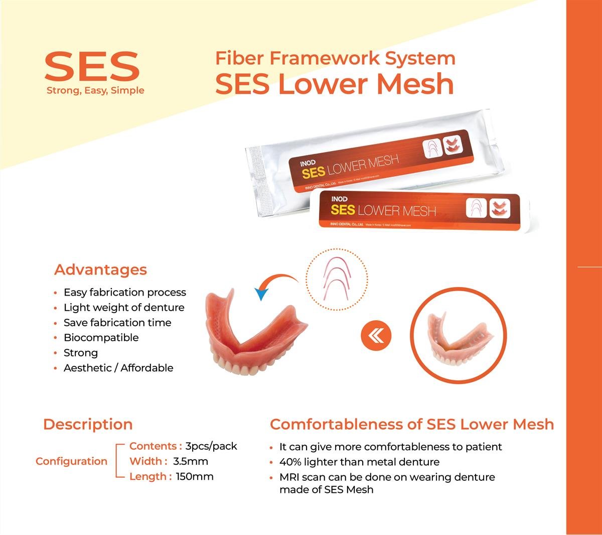 ASİDENTİNODSES LOWER MESHINNODENT SES LOWER MESH ALT PROTEZ İÇİN CAM FİBER ŞERİT (3 ADET)