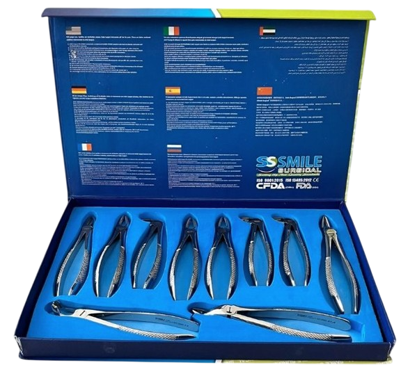 ASİDENTSMILE SURGICALSS-A-430DAVYE EXTRACTİNG FORCEPS ENGLİSH PATTERN SET OF 10 PCS