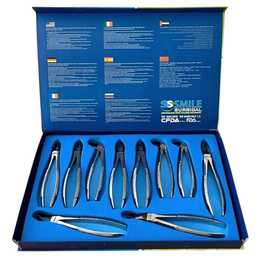ASİDENTSMILE SURGICALSSI-A-431SMILE SURGICAL SSI-A-431 EXTRACTİNG FORCEPS ENGLİSH PATTERN (DİŞ ÇEKİM DAVYESİ İNGİLİZ PATERNLİ)  (SİYAH KAPLAMA) 10 ADETLİK SET