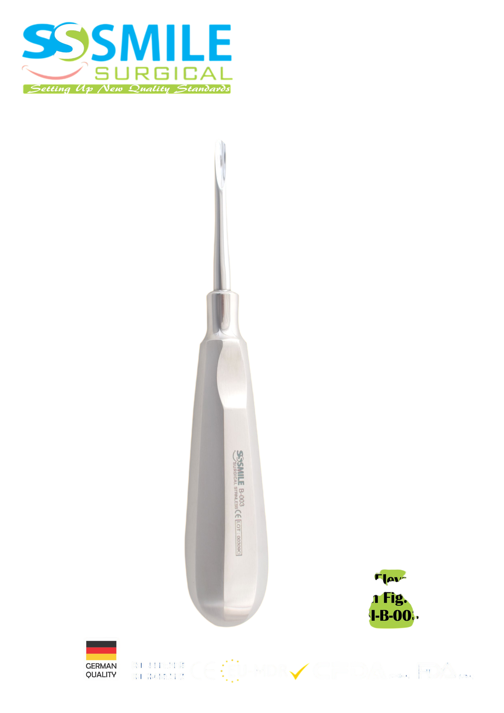 ASİDENTSMILE SURGICALSSI-B-003SMILE SURGICAL SSI-B-003 ROOT ELEVATORS BEİN (KÖK ELEVATÖRÜ) FİGÜR 2B