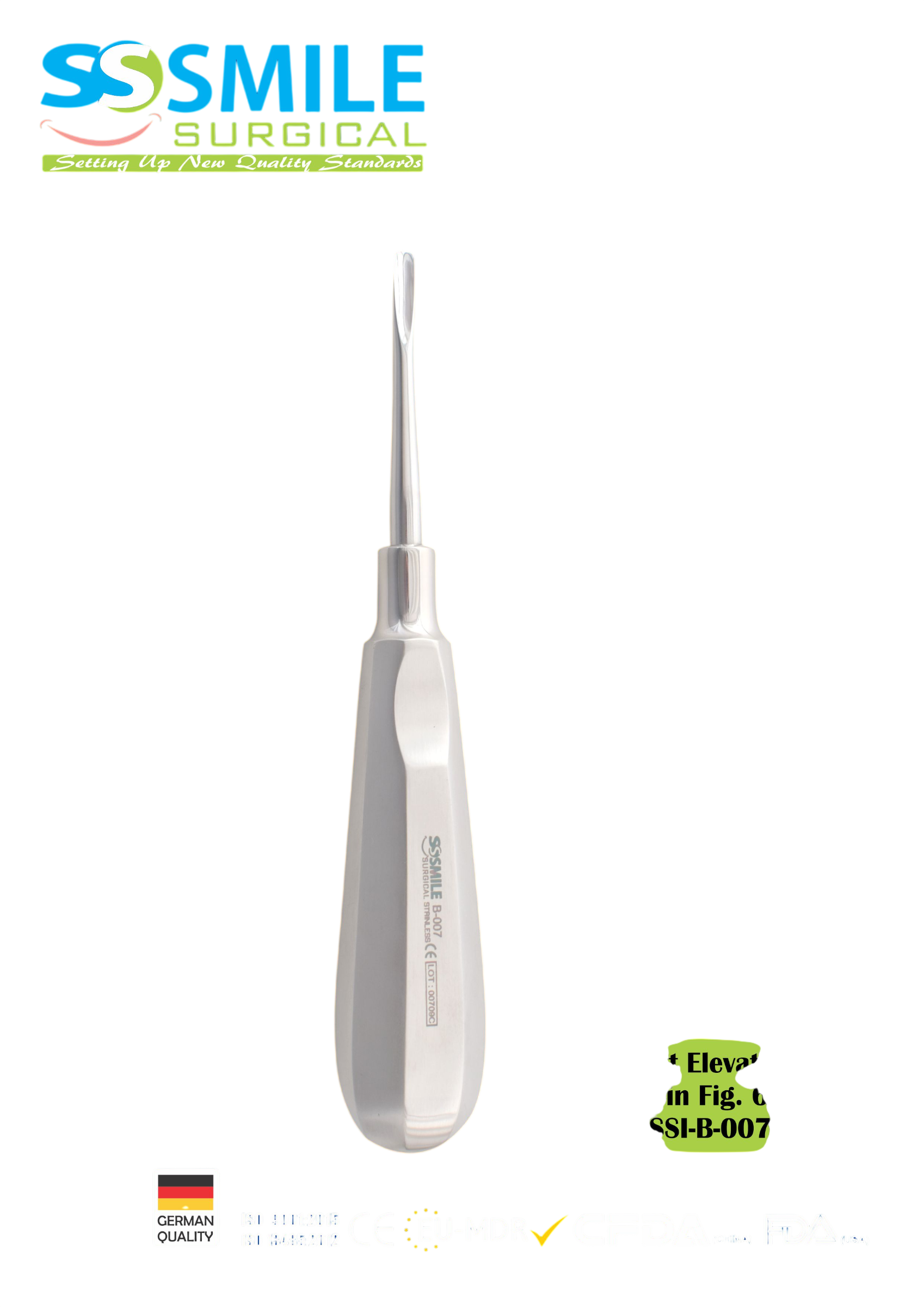 ASİDENTSMILE SURGICALSSI-B-007SMILE SURGICAL SSI-B-007 ROOT ELEVATORS BEİN (KÖK ELEVATÖRÜ) FİGÜR 6B