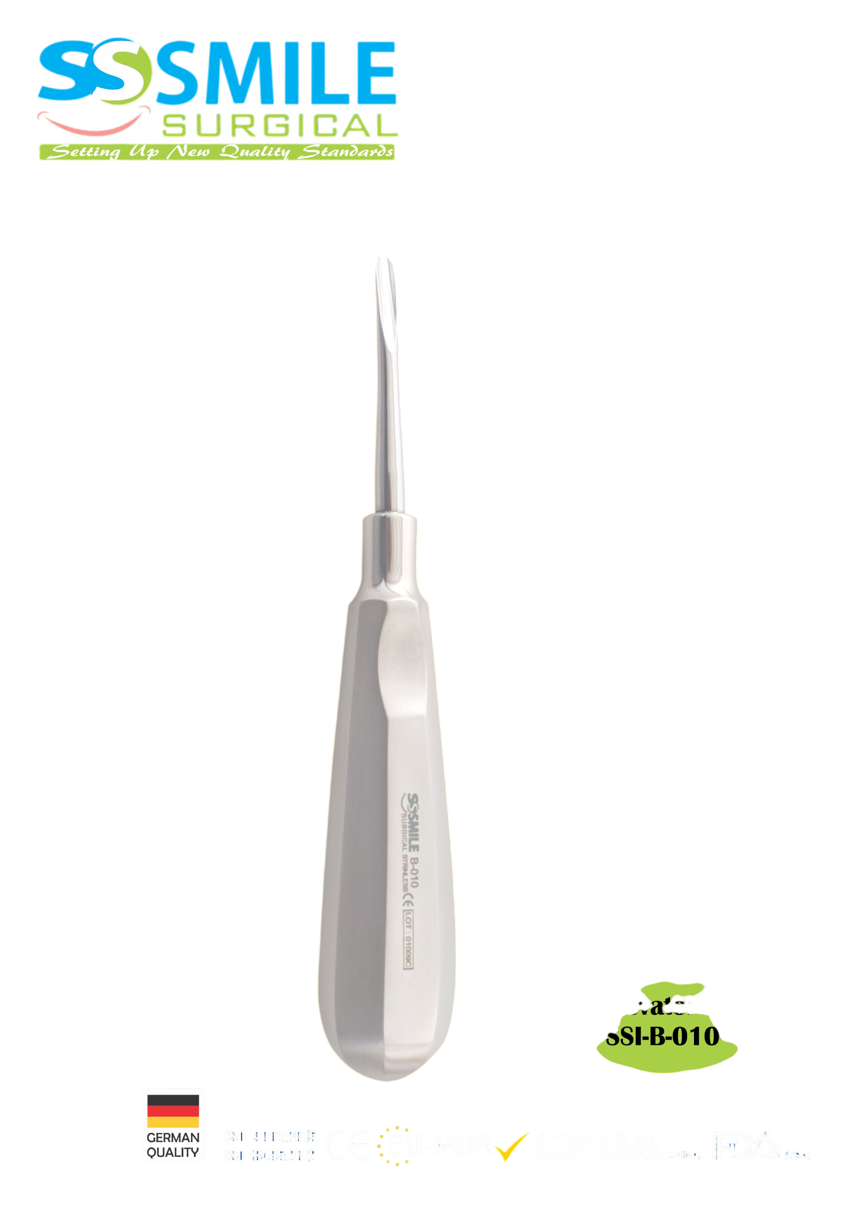 ASİDENTSMILE SURGICALSSI-B-010SMILE SURGICAL SSI-B-010 ROOT ELEVATORS WHİTE (KÖK ELEVATÖRÜ)