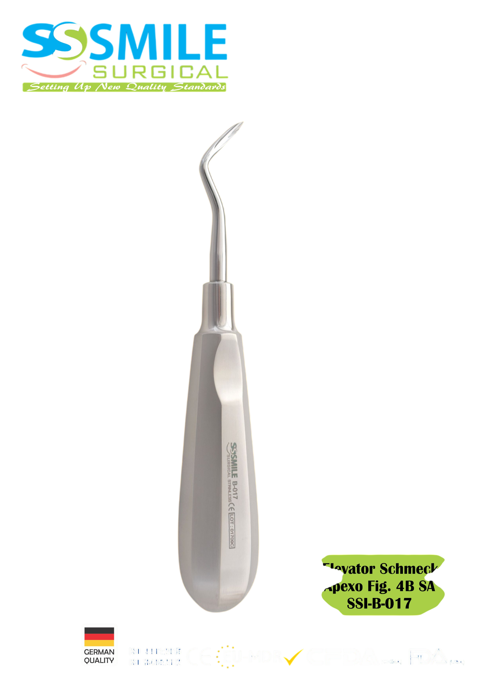 ASİDENTSMILE SURGICALSSI-B-017SMILE SURGICAL SSI-B-017 ROOT ELEVATORS SCHMECKEBİER APEXO (KÖK ELEVATÖRÜ) FİGÜR 4B SA