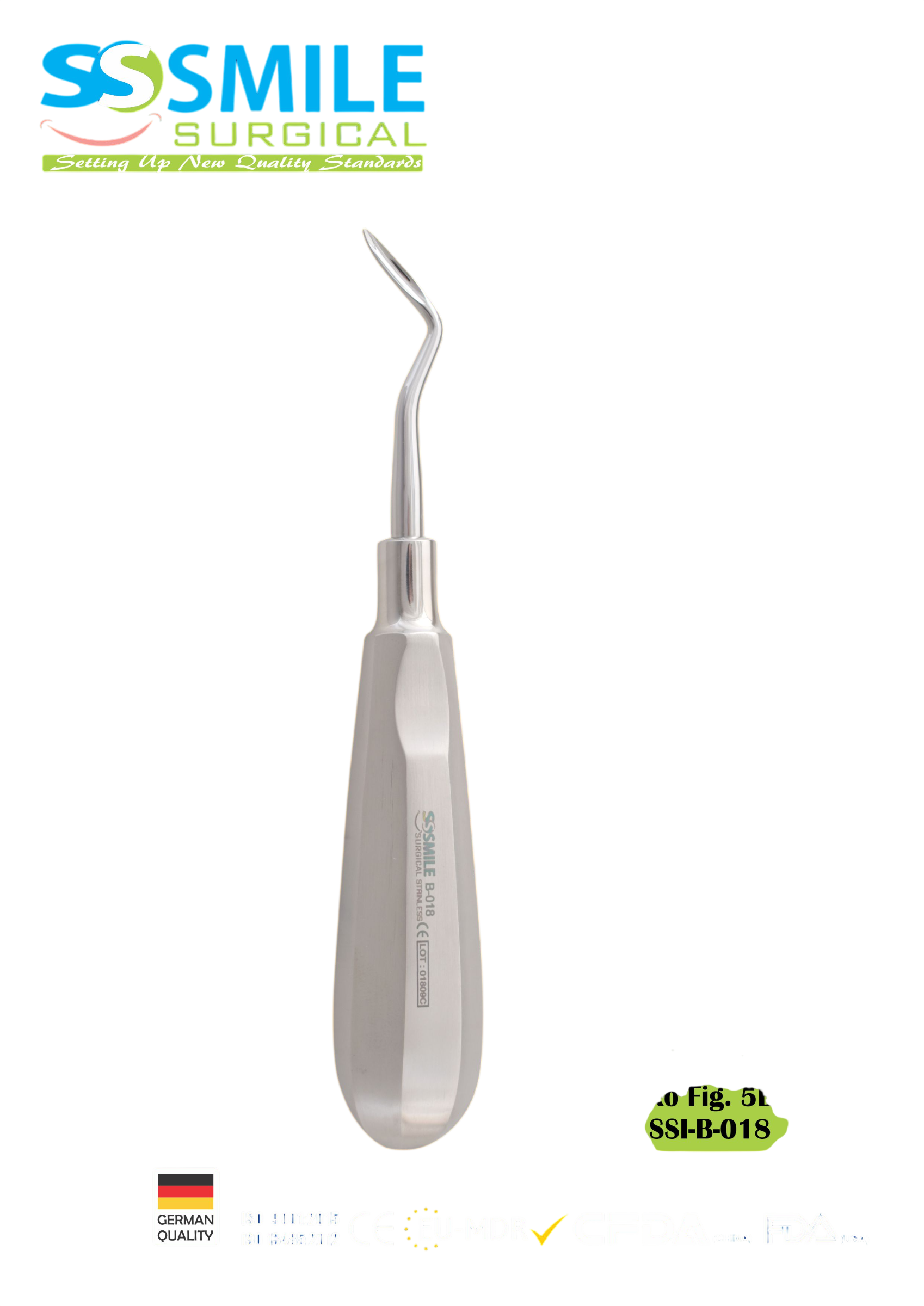 ASİDENTSMILE SURGICALSSI-B-018SMILE SURGICAL SSI-B-018 ROOT ELEVATORS SCHMECKEBİER APEXO (KÖK ELEVATÖRÜ) FİGÜR 5B SA