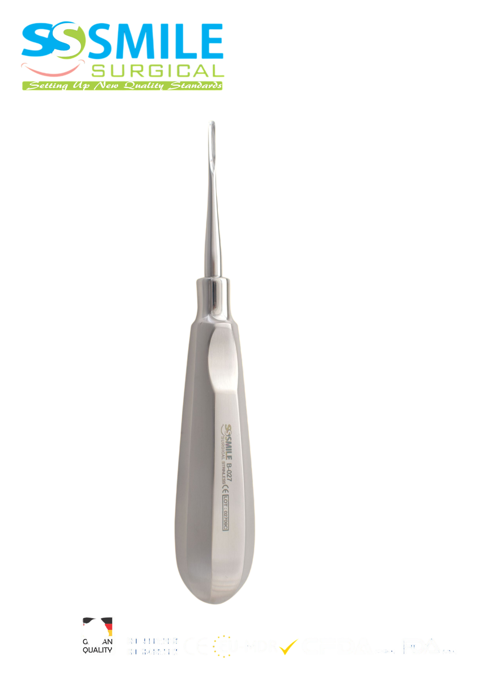 ASİDENTSMILE SURGICALSSI-B-027SMILE SURGICAL SSI-B-027 ROOT ELEVATORS APEXO STRAİGHT (KÖK ELEVATÖRÜ DÜZ) 2.5X9 MM