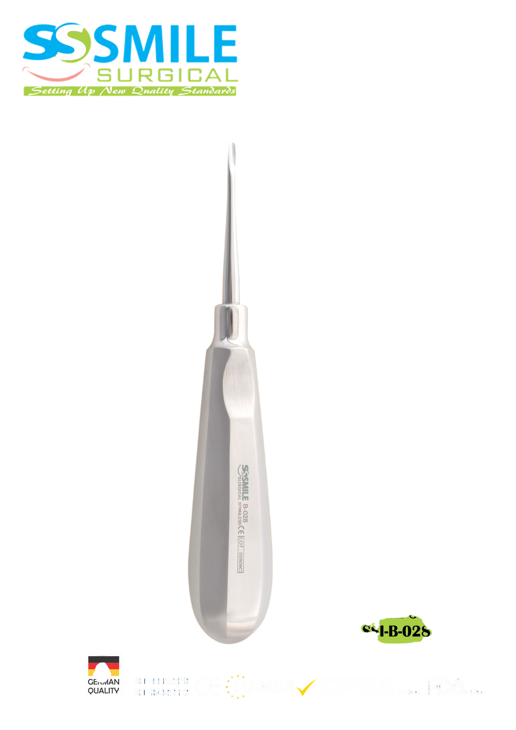 ASİDENTSMILE SURGICALSSI-B-028SMILE SURGICAL SSI-B-028 ROOT ELEVATORS APEXO STRAİGHT (KÖK ELEVATÖRÜ DÜZ) 2.7X9 MM