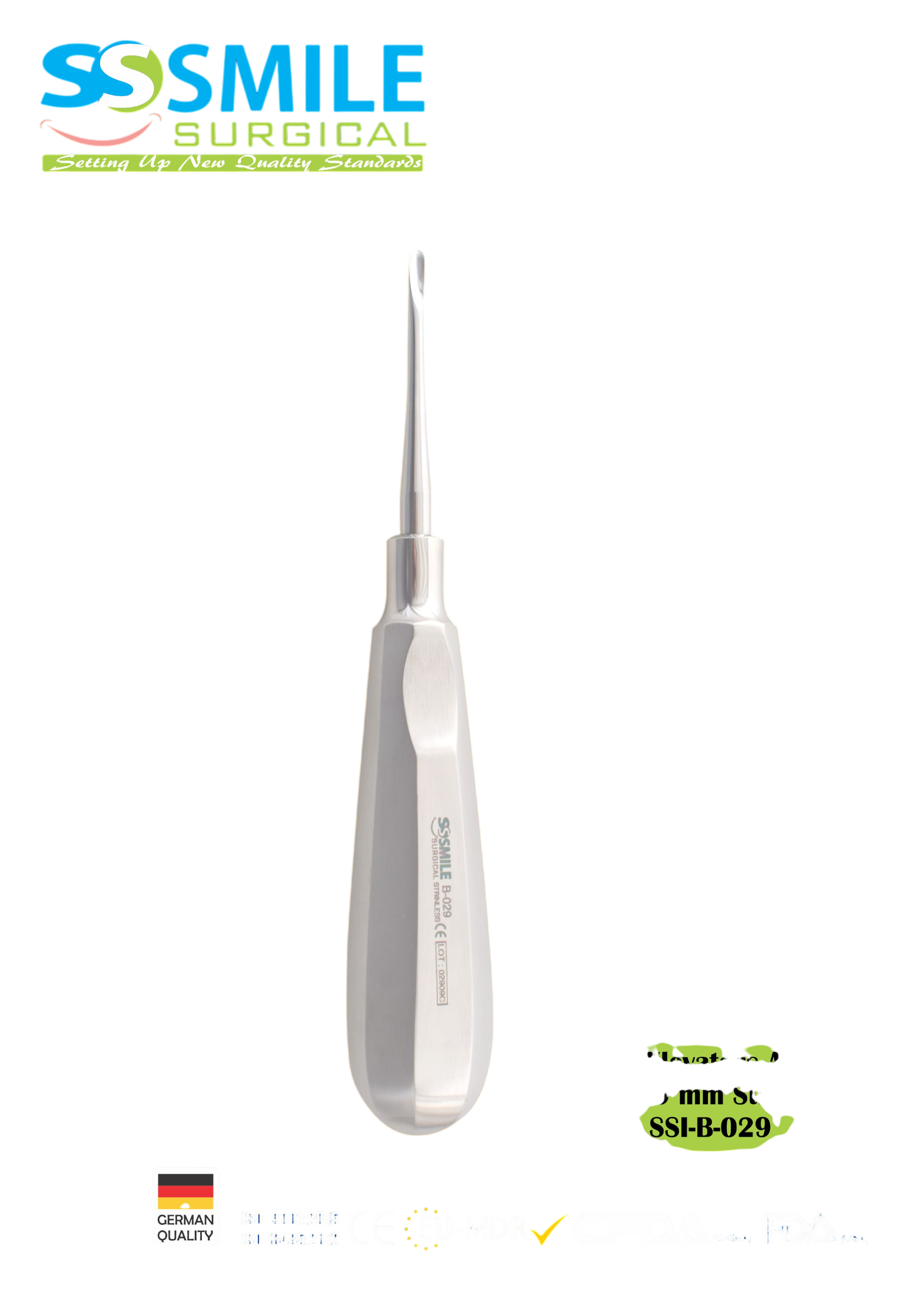 ASİDENTSMILE SURGICALSSI-B-029SMILE SURGICAL SSI-B-029 ROOT ELEVATORS APEXO STRAİGHT (KÖK ELEVATÖRÜ DÜZ) 3.0X9 MM