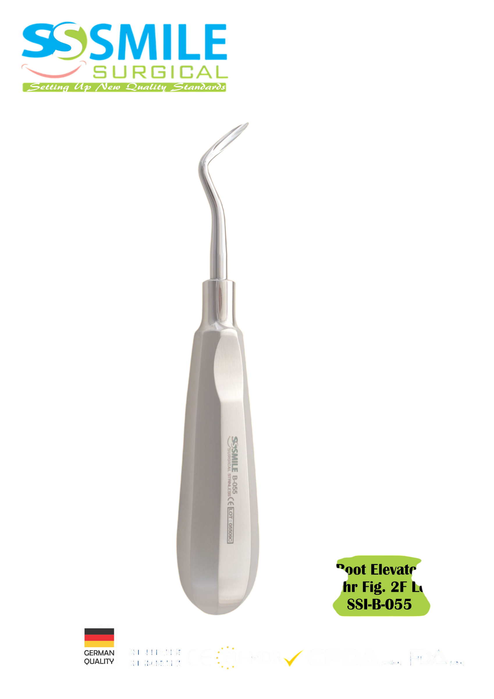 ASİDENTSMILE SURGICALSSI-B-055SMILE SURGICAL SSI-B-055 ROOT ELEVATORS FLOHR LEFT (KÖK ELEVATÖRÜ SOL) FİGÜR 2F