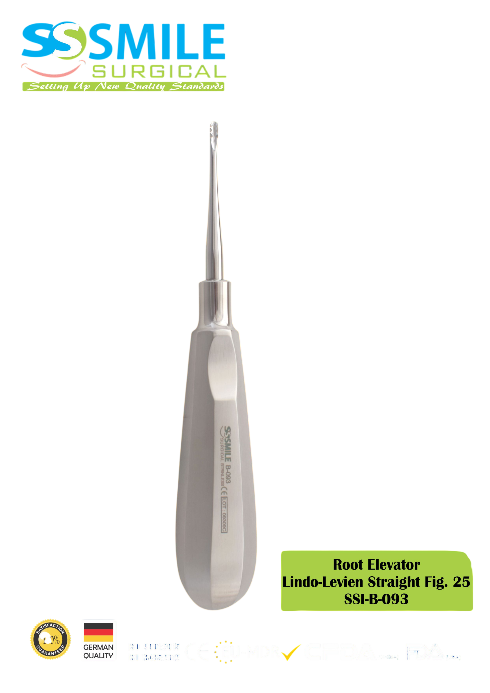 ASİDENTSMILE SURGICALSSI-B-093SMILE SURGICAL SSI-B-093 ROOT ELEVATOR LİNDO-LEVİEN STRAİGHT (KÖK ELEVATÖRÜ DÜZ TIRTIKLI) FİGÜR 25