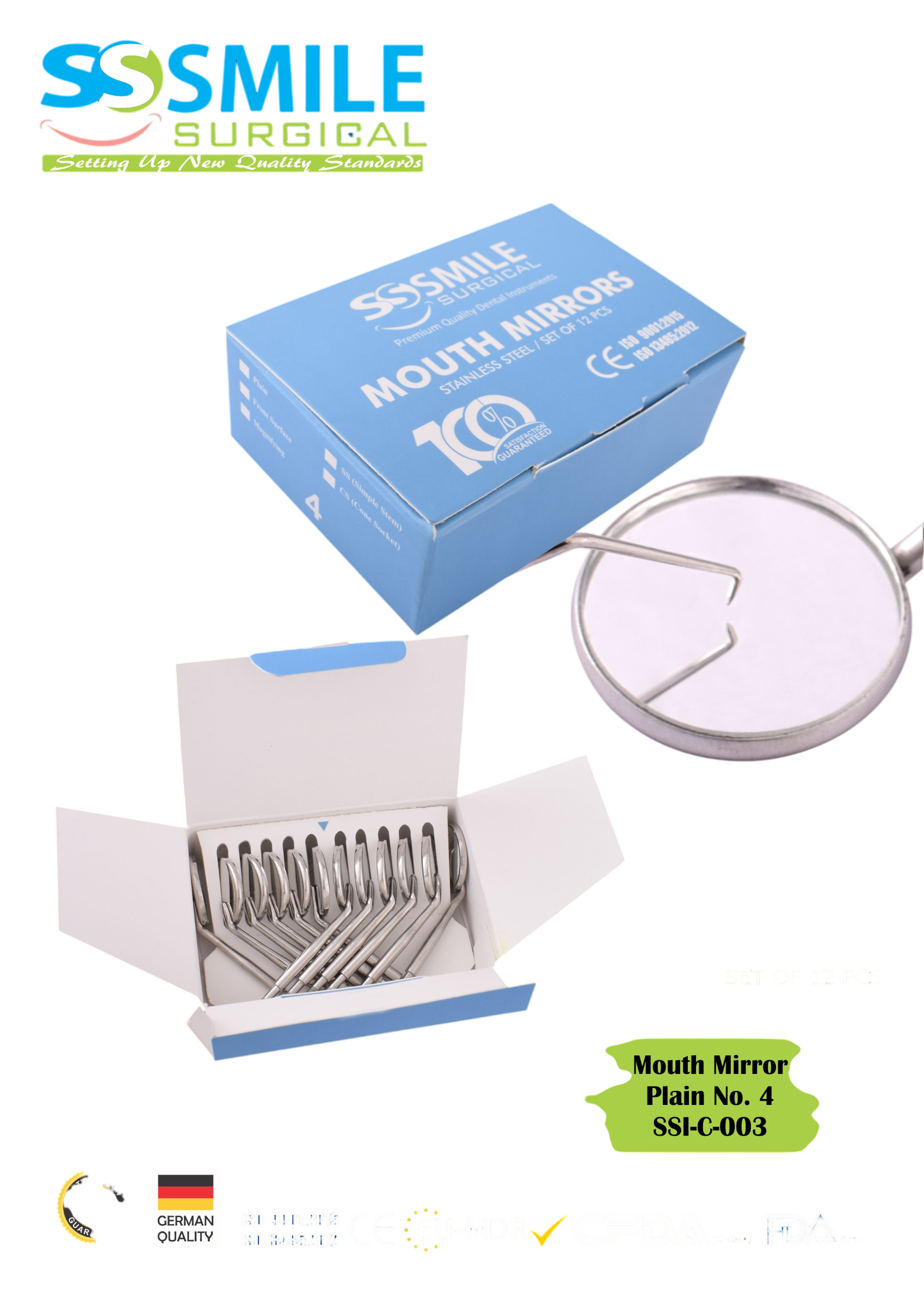 ASİDENTSMILE SURGICALSSI-C-003SMILE SURGICAL SSI-C-003 MOUTH MİRROR PLAİN NO. 4