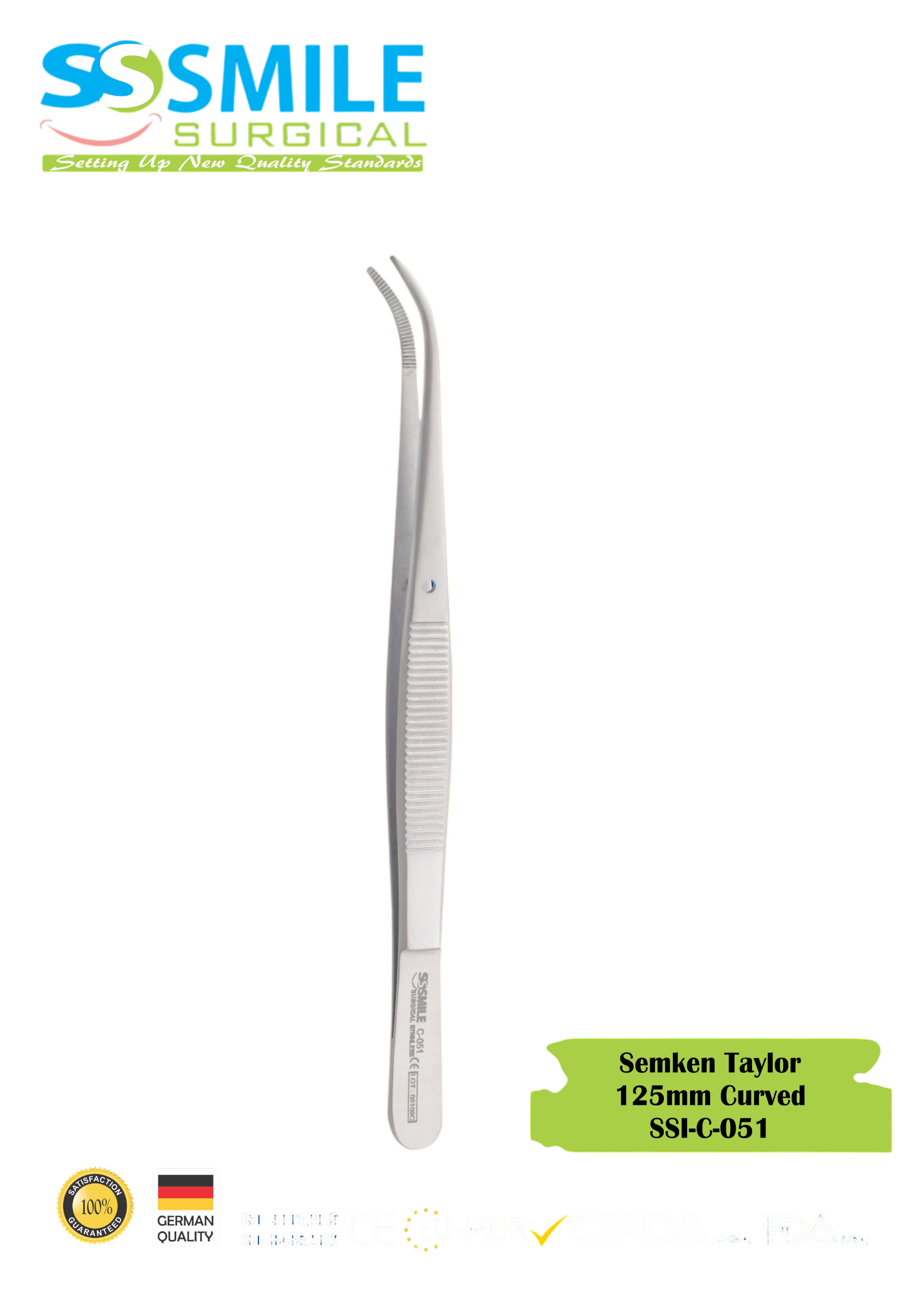 ASİDENTSMILE SURGICALSSI-C-051SMILE SURGICAL SSI-C-051 SEMKEN TAYLOR CURVED (PRESEL, KAVİSLİ) 125MM