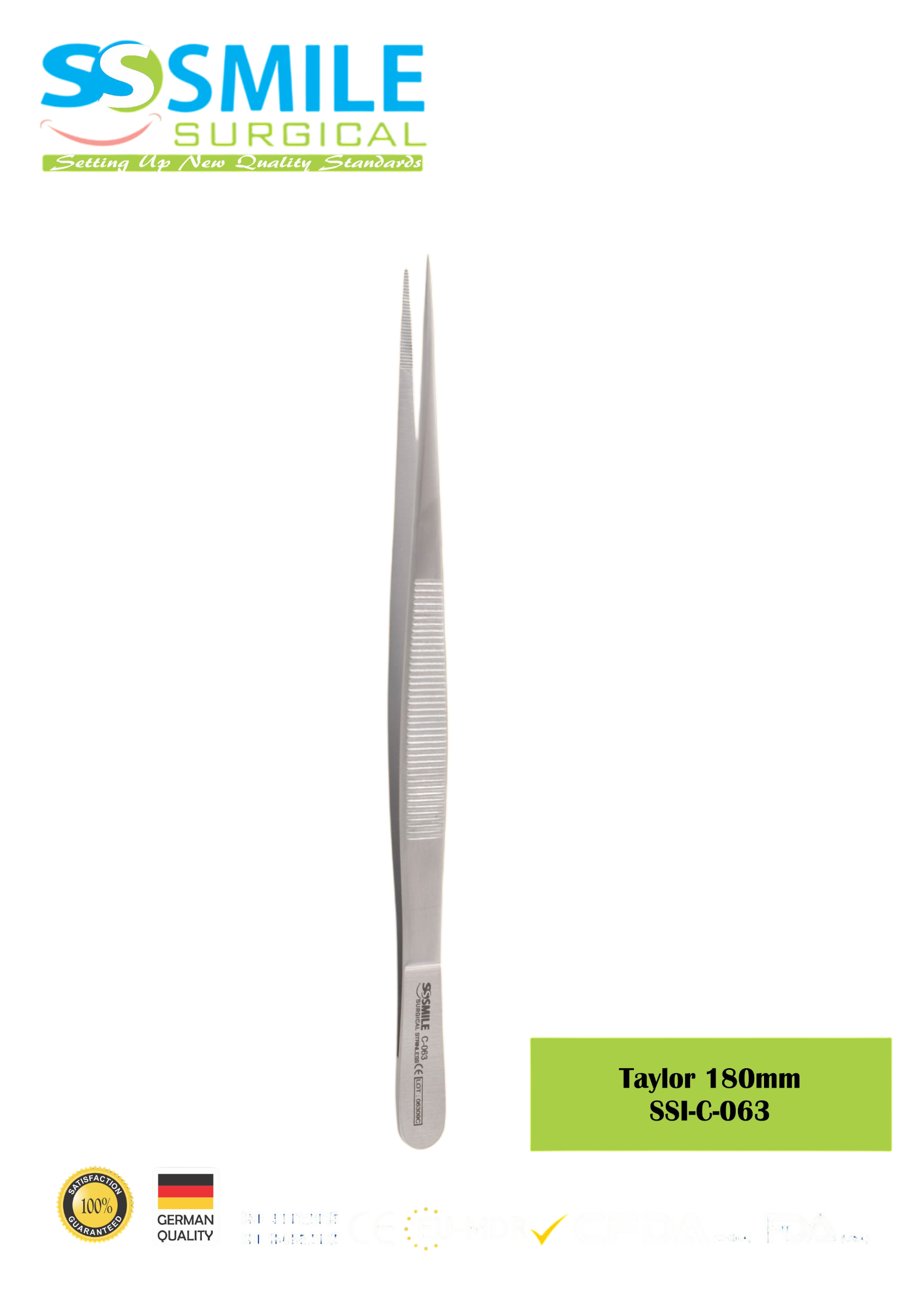 ASİDENTSMILE SURGICALSSI-C-063SMILE SURGICAL SSI-C-063 TAYLOR (DOKU PENSİ) 180MM