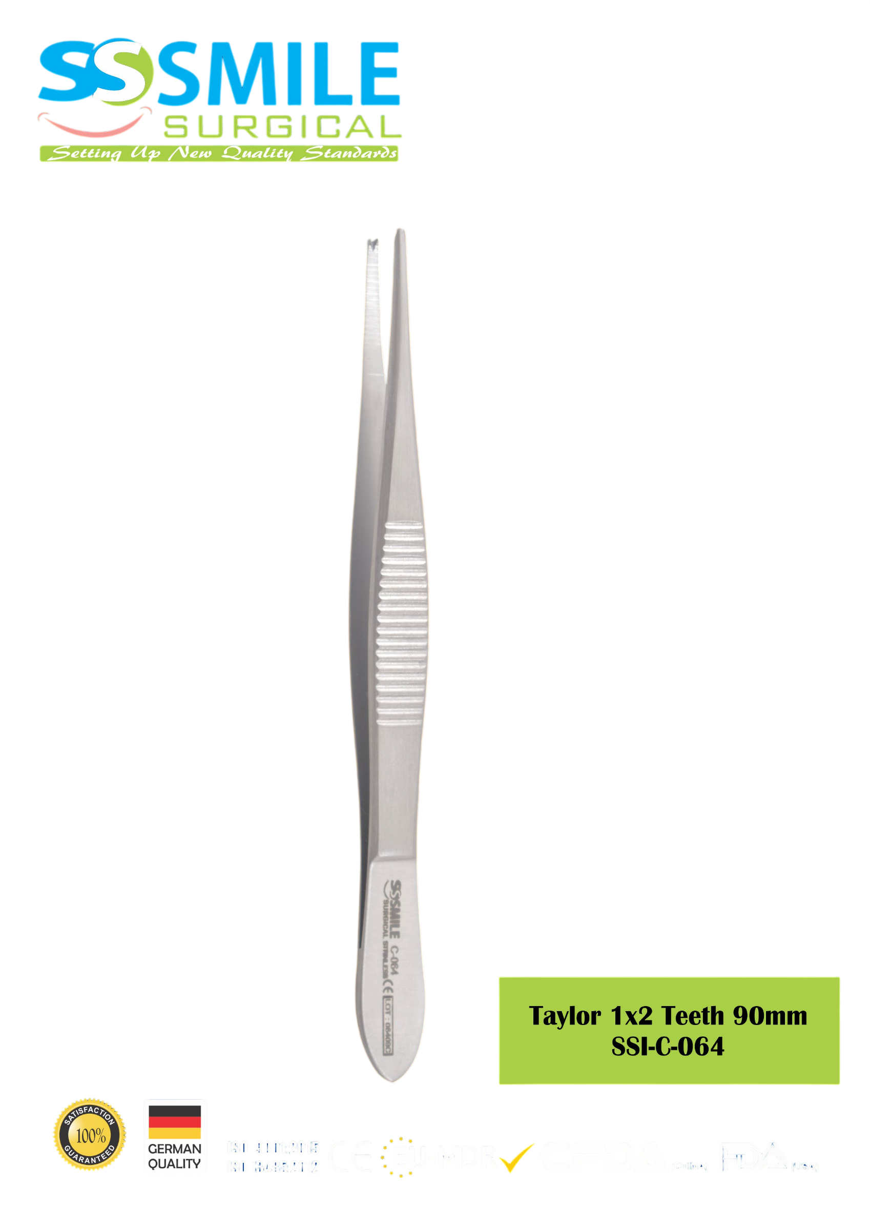 ASİDENTSMILE SURGICALSSI-C-064SMILE SURGICAL SSI-C-064 TAYLOR (DOKU PENSİ) (1X2 DİŞLİ) 90MM