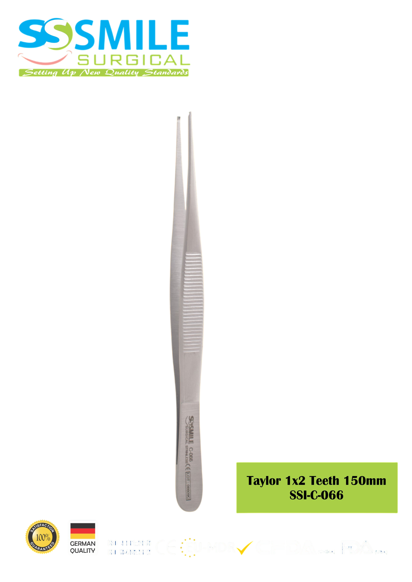ASİDENTSMILE SURGICALSSI-C-066SMILE SURGICAL SSI-C-066 TAYLOR (DOKU PENSİ) (1X2 DİŞLİ) 150MM