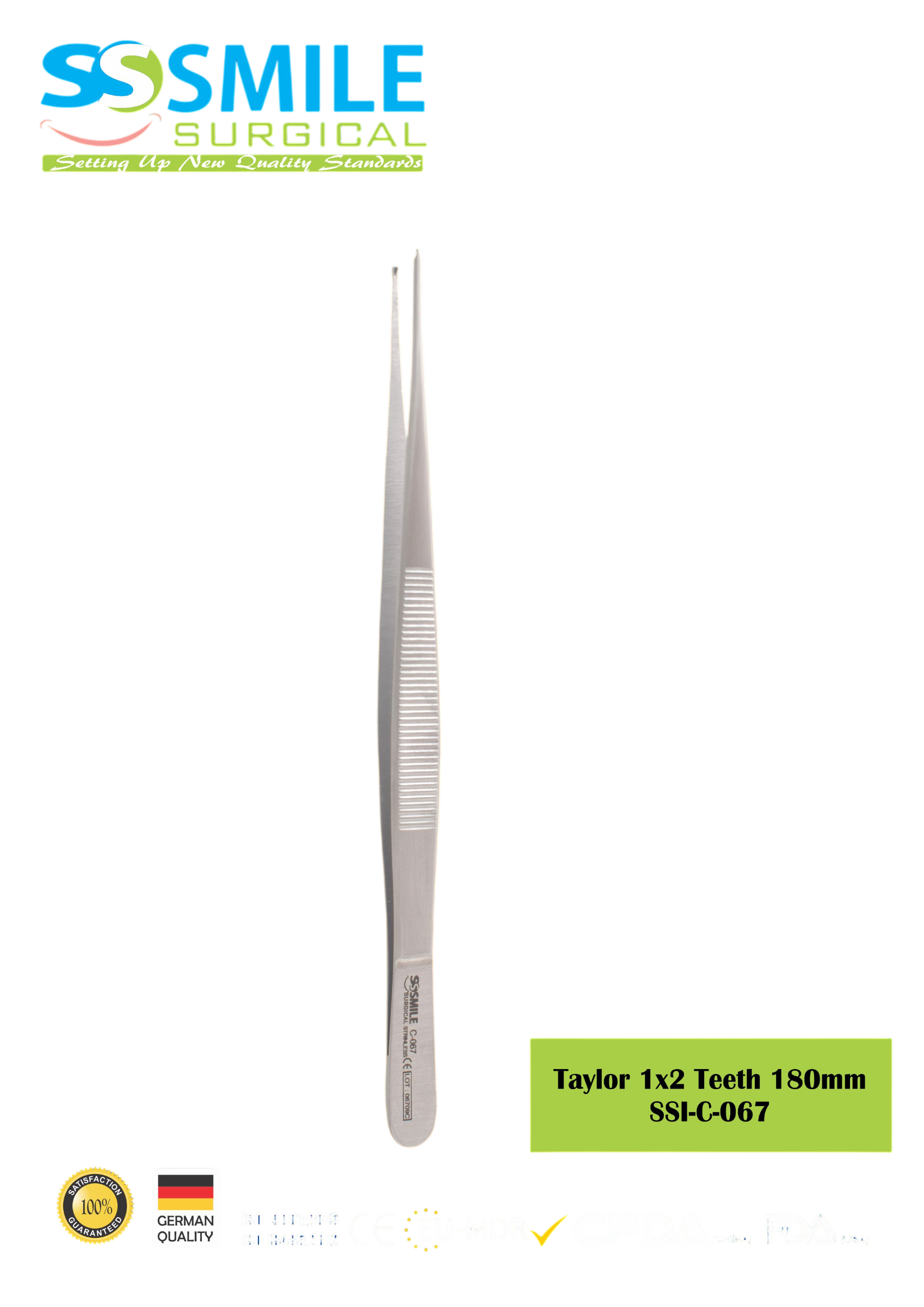 ASİDENTSMILE SURGICALSSI-C-067SMILE SURGICAL SSI-C-067 TAYLOR (DOKU PENSİ) (1X2 DİŞLİ) 180MM