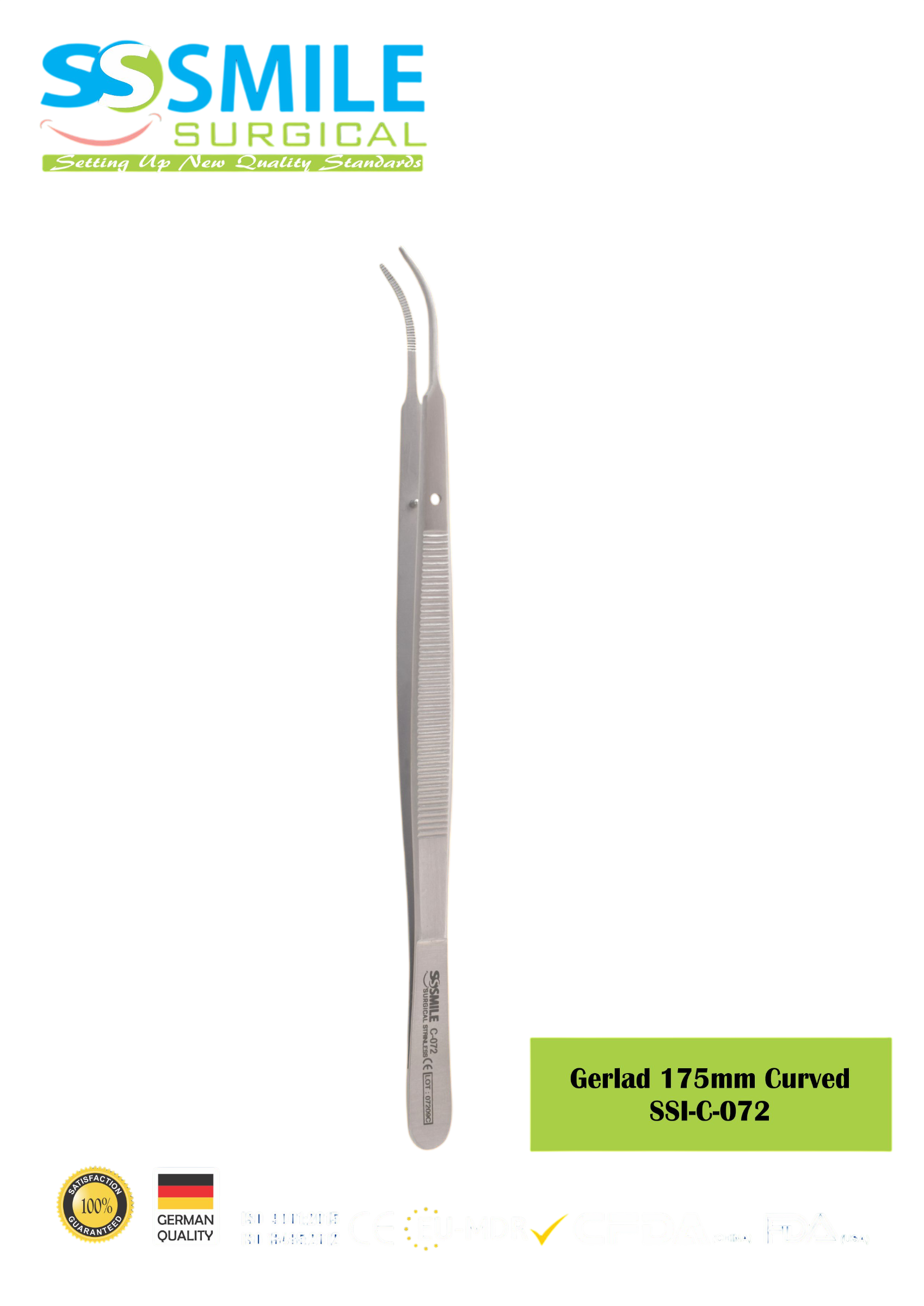 ASİDENTSMILE SURGICALSSI-C-072SMILE SURGICAL SSI-C-072 GERALD CURVED (DOKU PENSİ, KAVİSLİ) 175MM