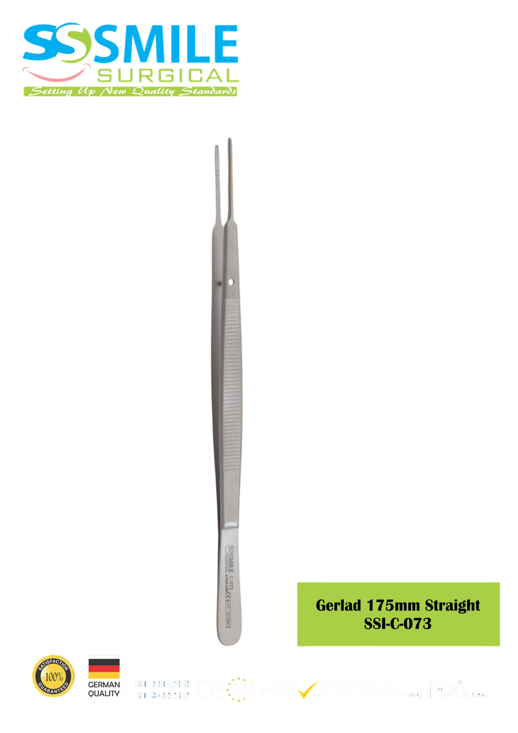 ASİDENTSMILE SURGICALSSI-C-073SMILE SURGICAL SSI-C-073 GERALD STRAİGHT (DOKU PENSİ, DÜZ) 175MM