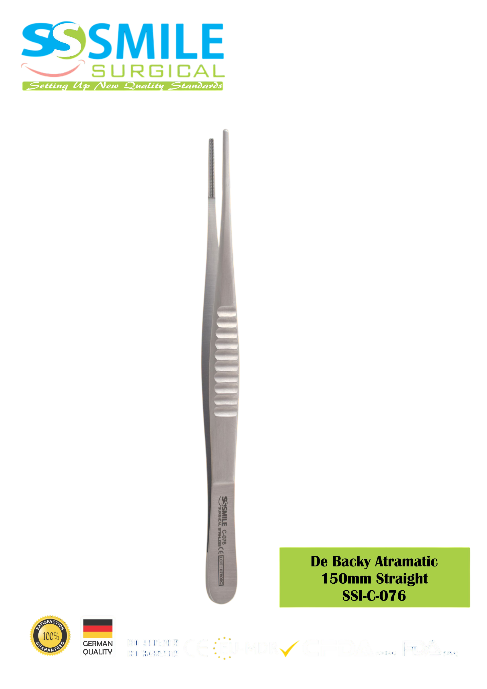 ASİDENTSMILE SURGICALSSI-C-077SMILE SURGICAL SSI-C-077 DE BACKY ATRAMATİC ANGLED (PRESEL, ATRAVMATİK, AÇILI) 150MM