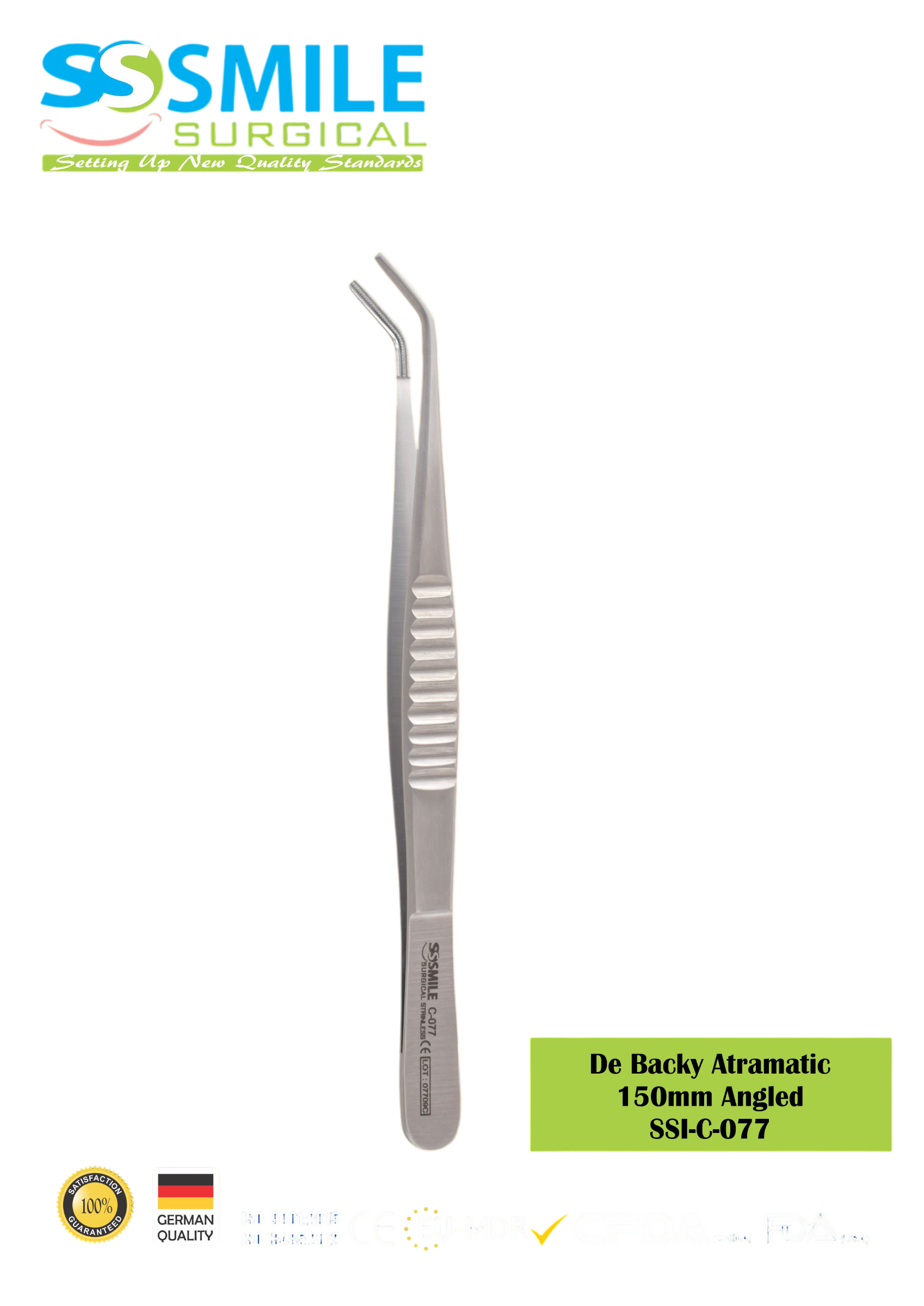 ASİDENTSMILE SURGICALSSI-C-077SMILE SURGICAL SSI-C-077 DE BACKY ATRAMATİC ANGLED (PRESEL, ATRAVMATİK, AÇILI) 150MM