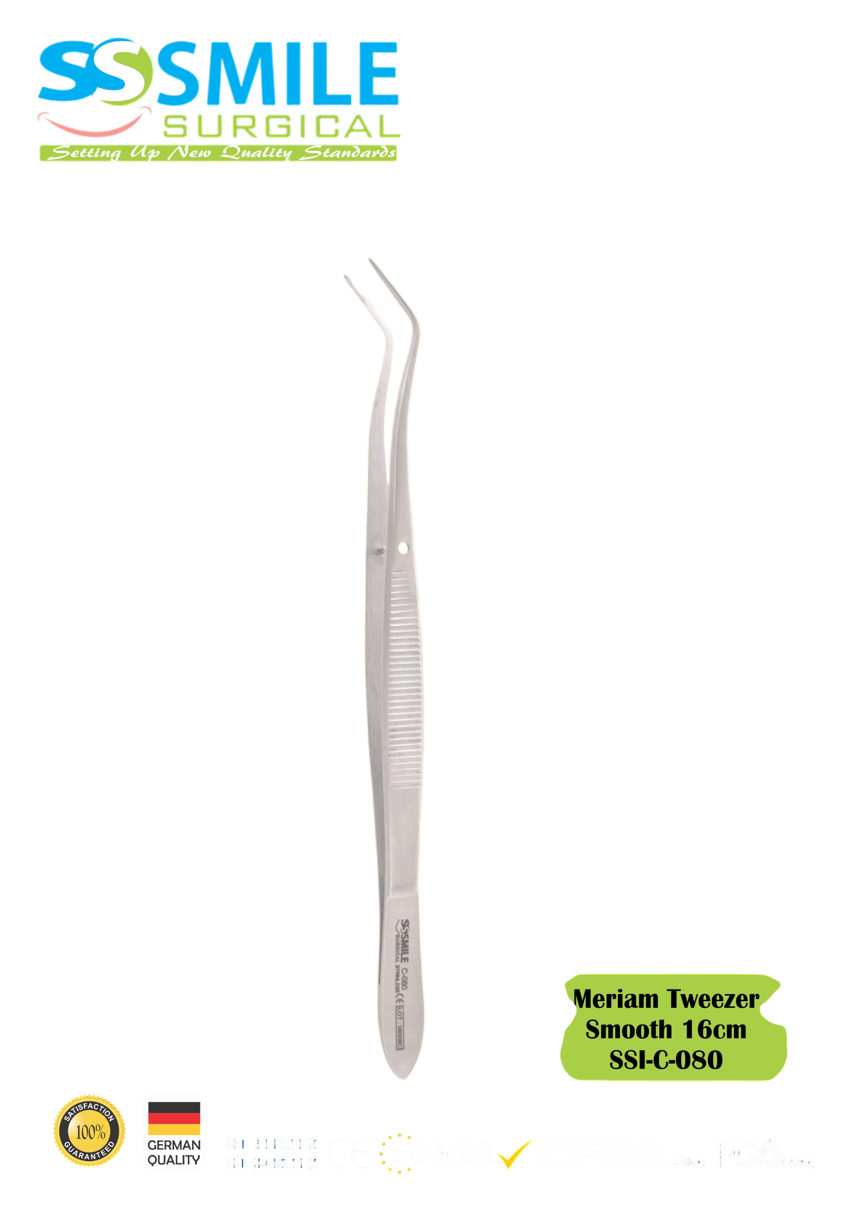 ASİDENTSMILE SURGICALSSI-C-080SMILE SURGICAL SSI-C-080 MERİAM TWEEZER SMOOTH (PRESEL, TIRTIKSIZ) 16CM