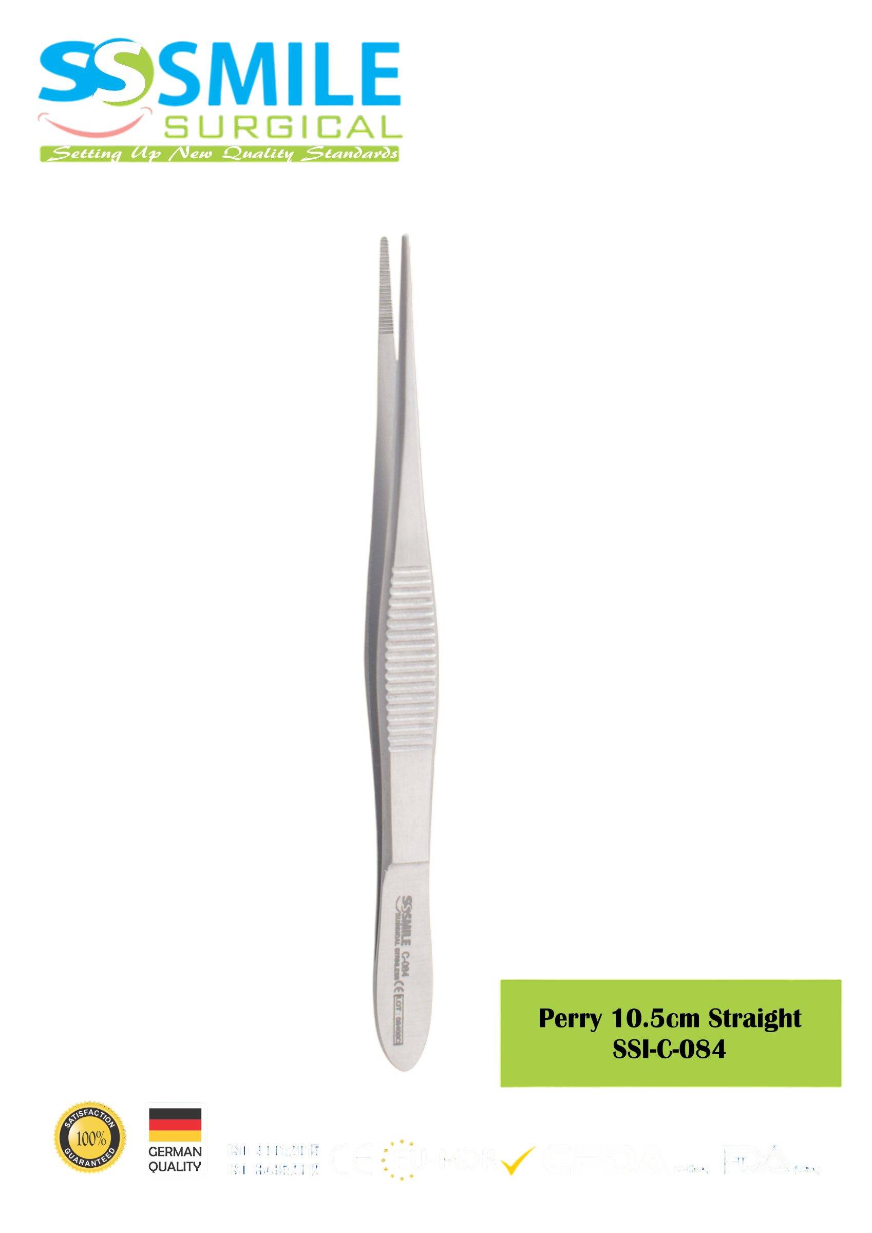 ASİDENTSMILE SURGICALSSI-C-084SMILE SURGICAL SSI-C-084 PERRY STRAİGHT (DOKU PENSİ, DÜZ) 10.5CM