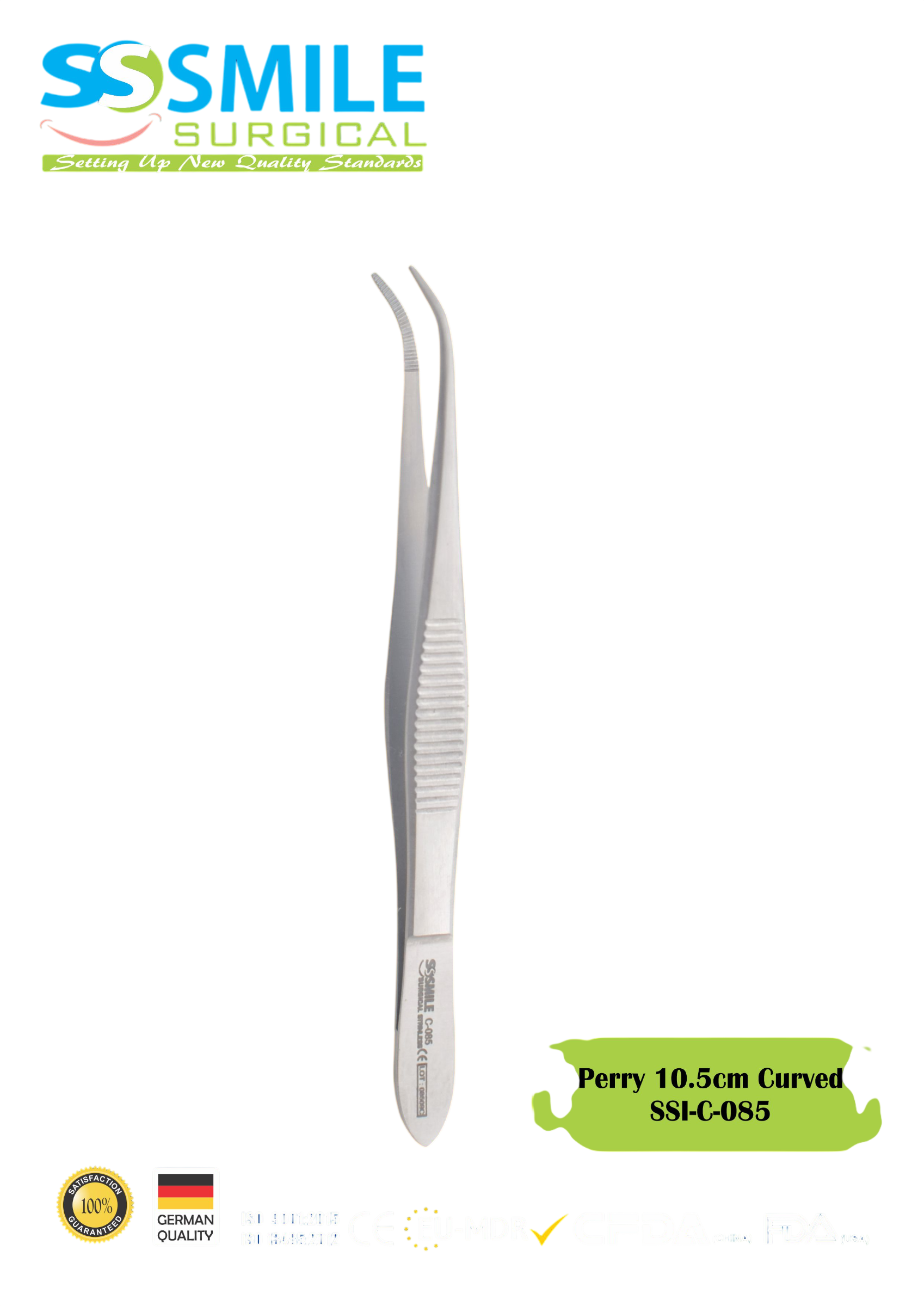 ASİDENTSMILE SURGICALSSI-C-085SMILE SURGICAL SSI-C-085 PERRY CURVED (DOKU PENSİ, KAVİSLİ) 10.5CM