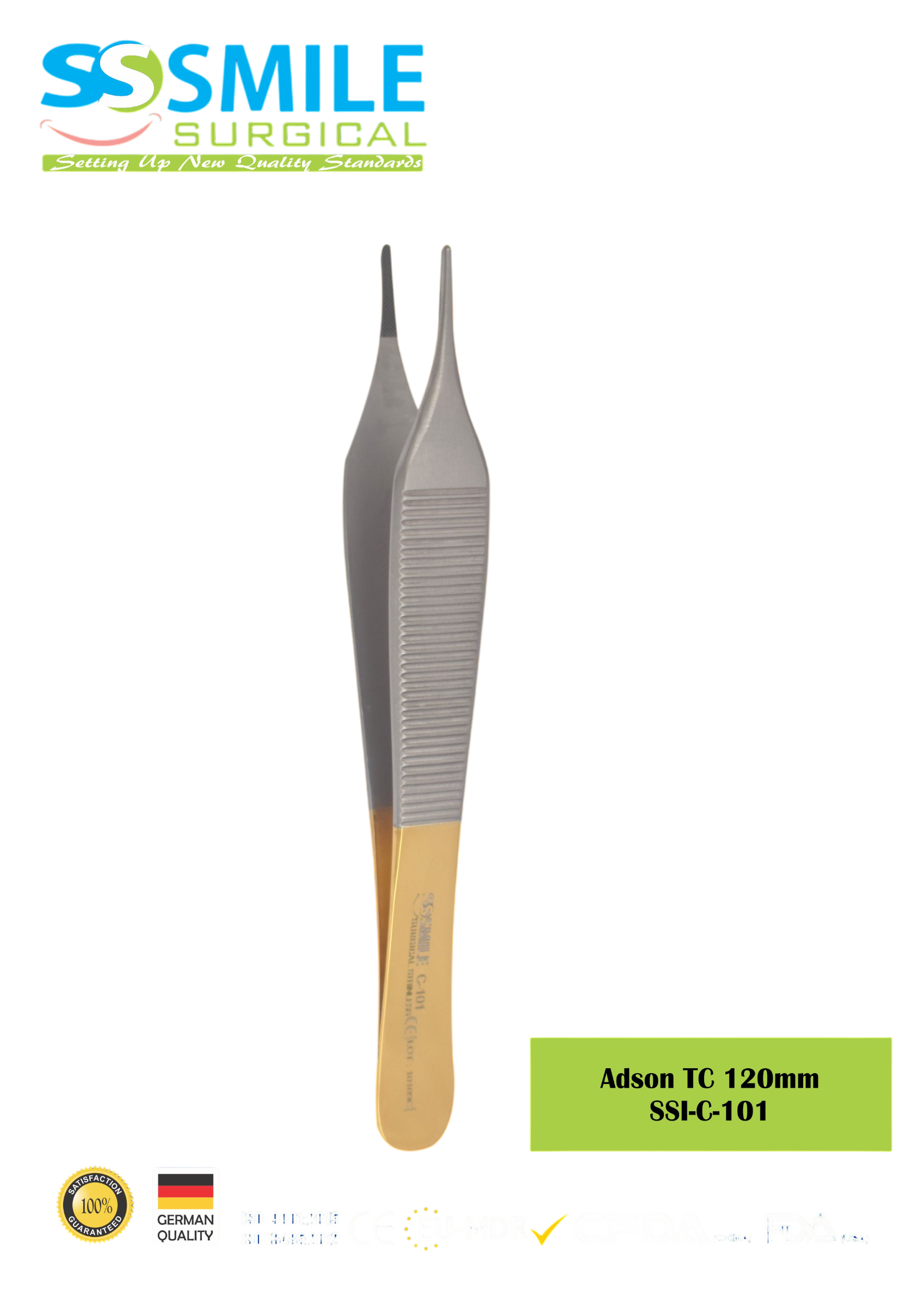 ASİDENTSMILE SURGICALSSI-C-101SMILE SURGICAL SSI-C-101 ADSON TC (DOKU PENSİ TUNGSTEN KARBİD) 120MM