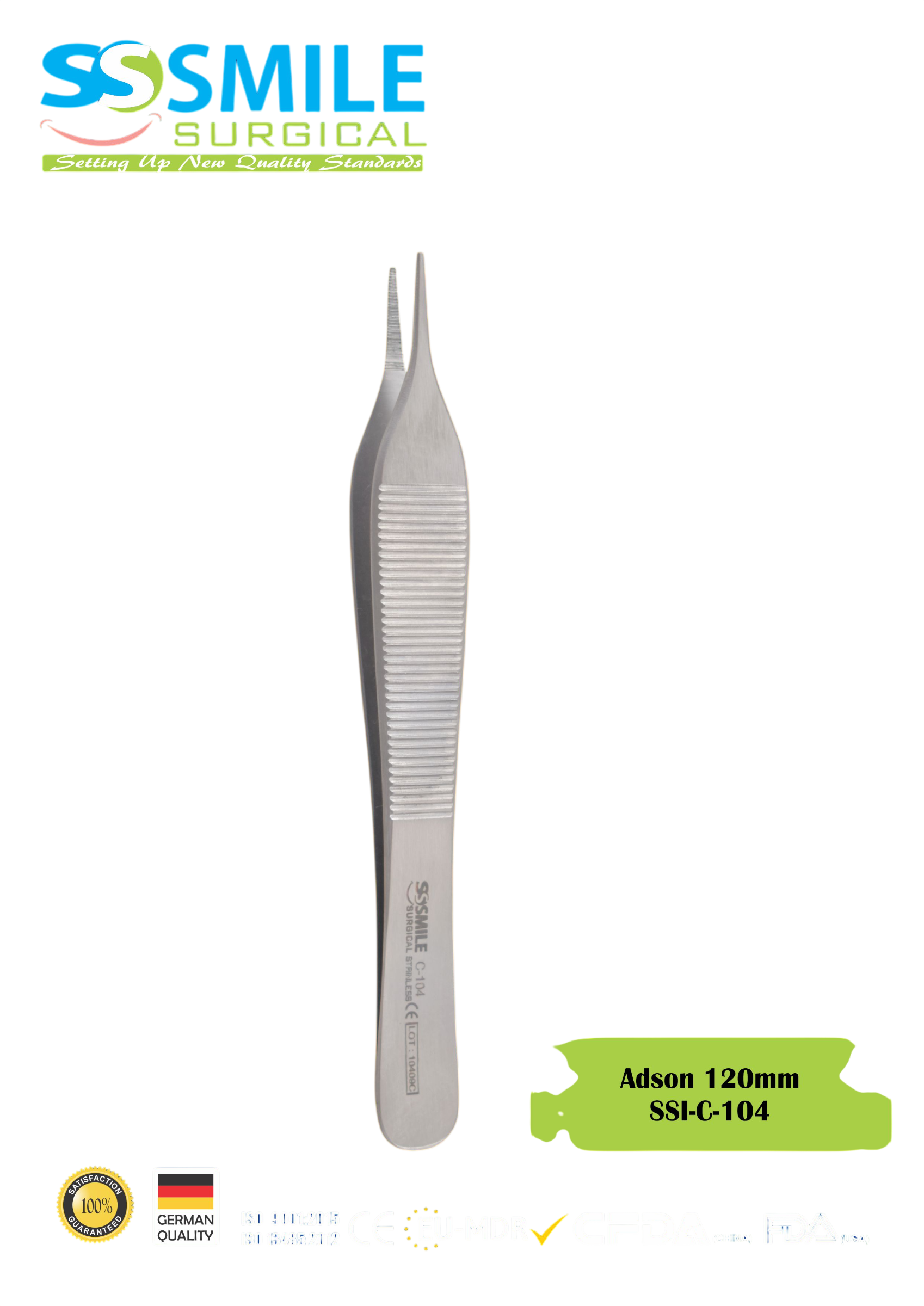 ASİDENTSMILE SURGICALSSI-C-104SMILE SURGICAL SSI-C-104 ADSON (DOKU PENSİ) 120MM
