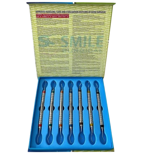 ASİDENTSMILE SURGICALSSI-C-675SMILE SURGICAL SSI-C-675 GRACEY CURETTE SET SİLİCON RİNG HANDLE (PERİODONTAL GREYSİ KÜRET SETİ SLİKON HALKALI SAP ÖZEL PAKET)