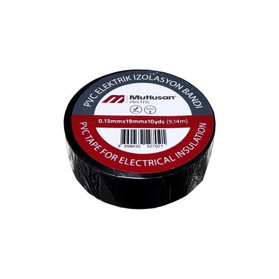Mutlusan 19mm x 10mt. Pvc Elektrik İzole Bant Siyah İzolasyon Bandı